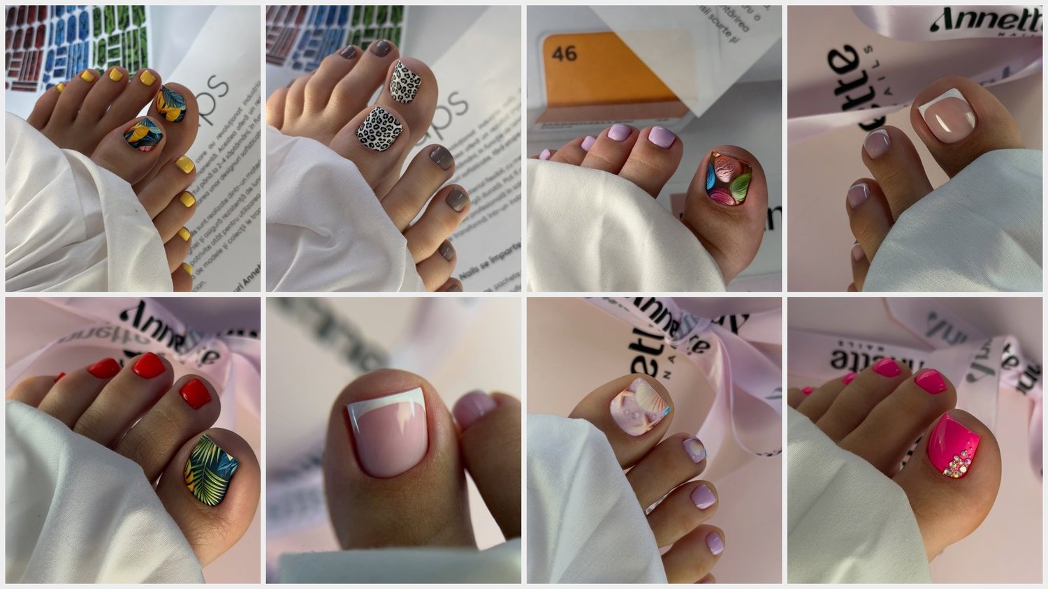 Colaj pedichiură de vară cu wraps Annette Nails