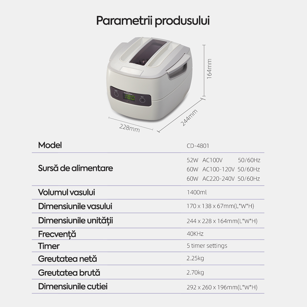 Aparat de curățare cu ultrasunete Codyson CD-4801