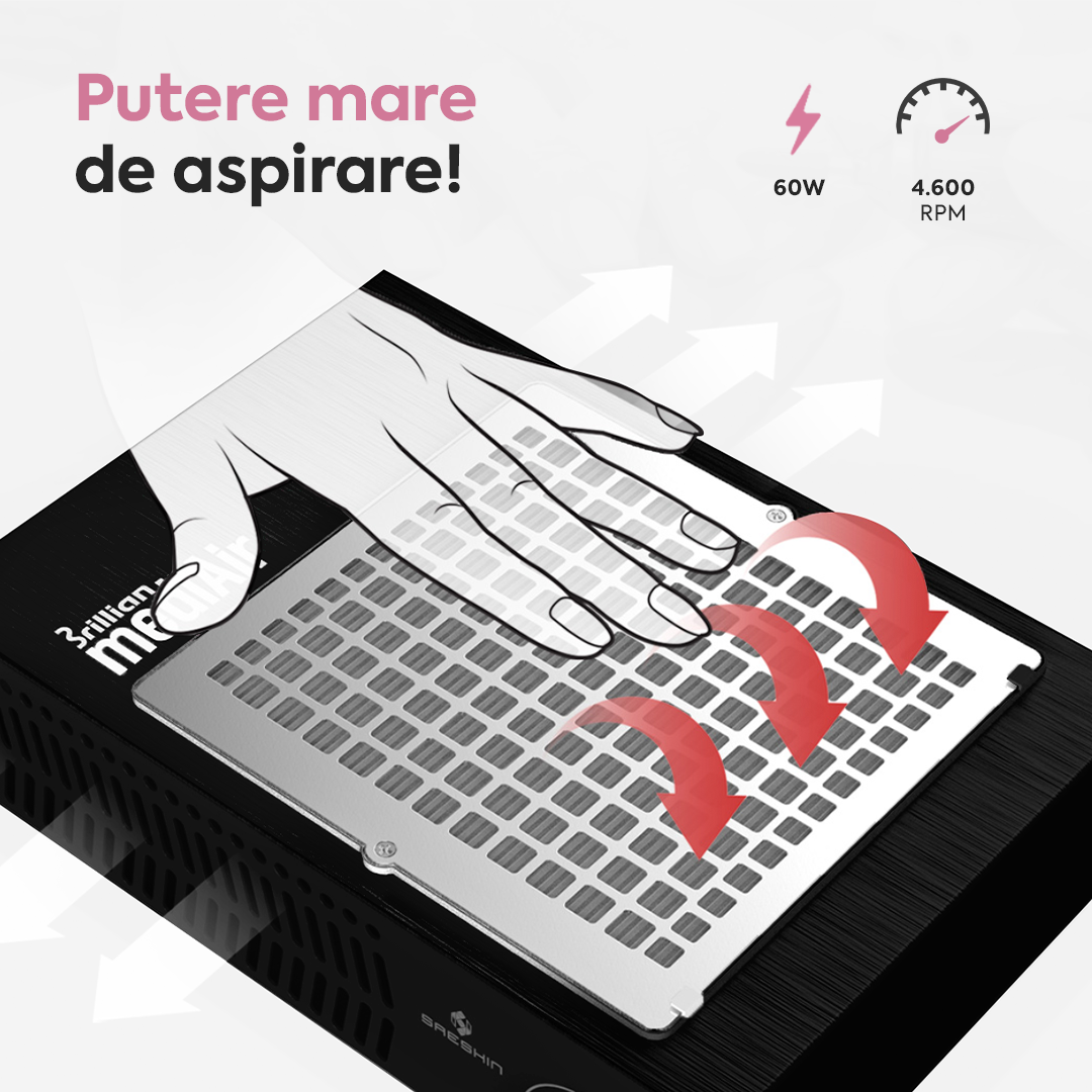 Aspirator Unghii Manichiura Brillian MediAir Saeshin 60W 4600RPM – Black