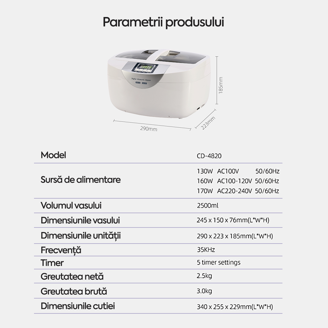 Aparat de curățare cu ultrasunete Codyson CD-4820