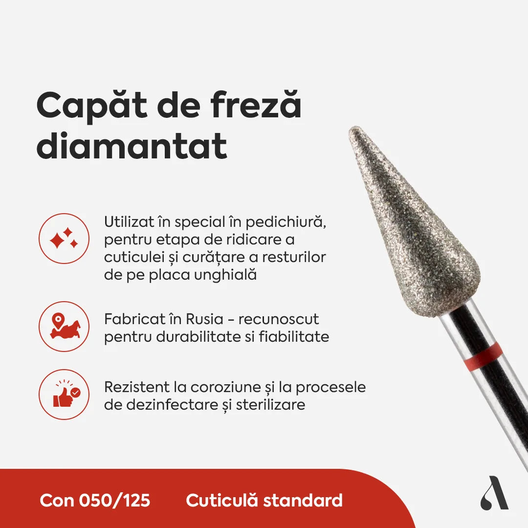 Capat Freza Diamantat Con 050/125 Rosu Annette Nails
