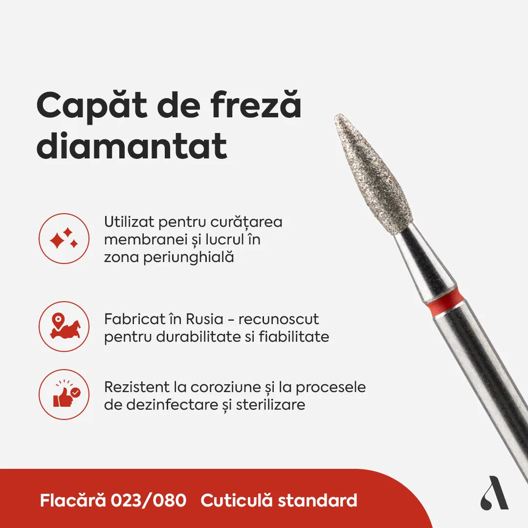 Capat Freza Diamantat Flacara 023/080 Rosu Annette Nails