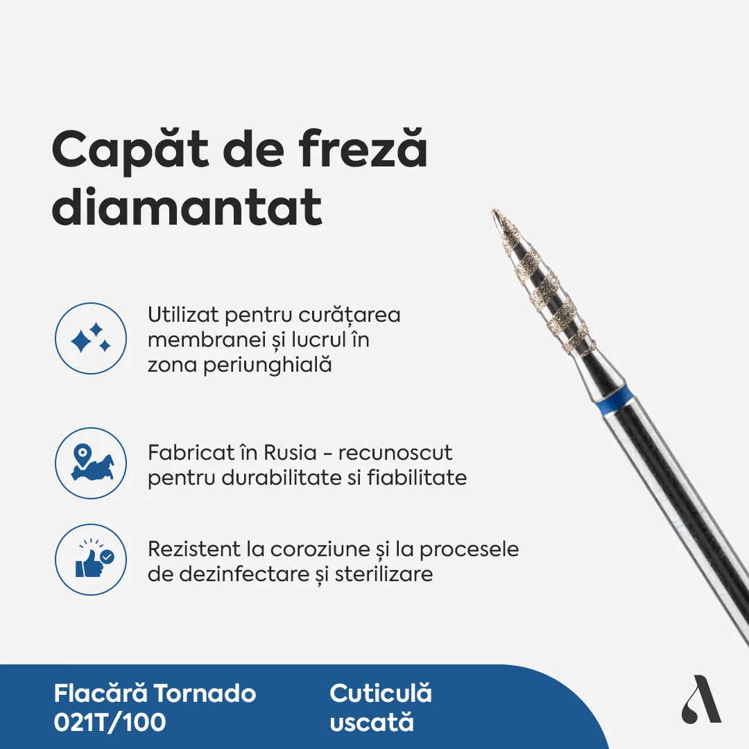 Capat Freza Diamantat Flacara Tornado 021T/100 Albastru Annette Nails