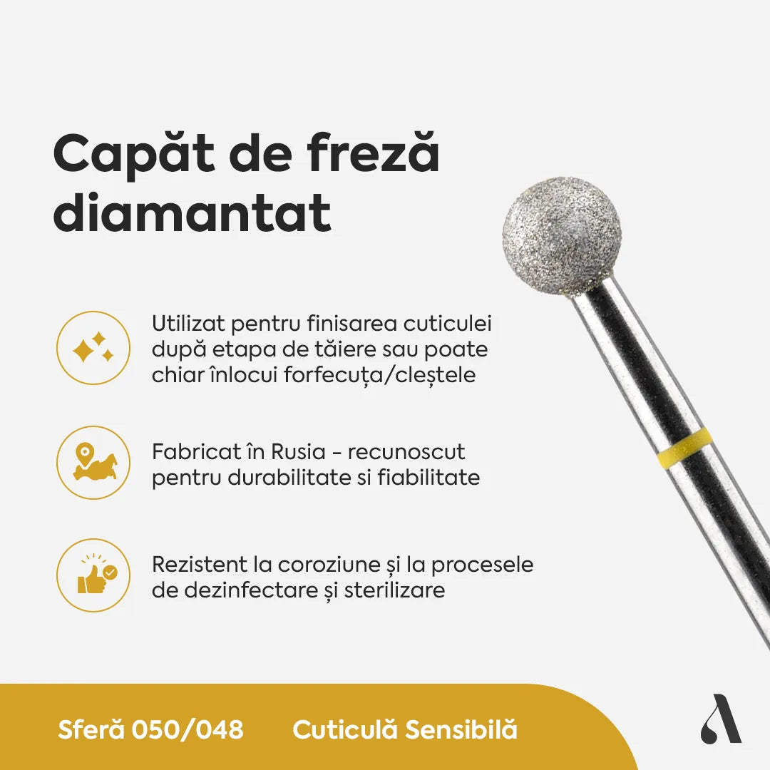 Capat Freza Diamantat Sfera 050/048 Galben Annette Nails