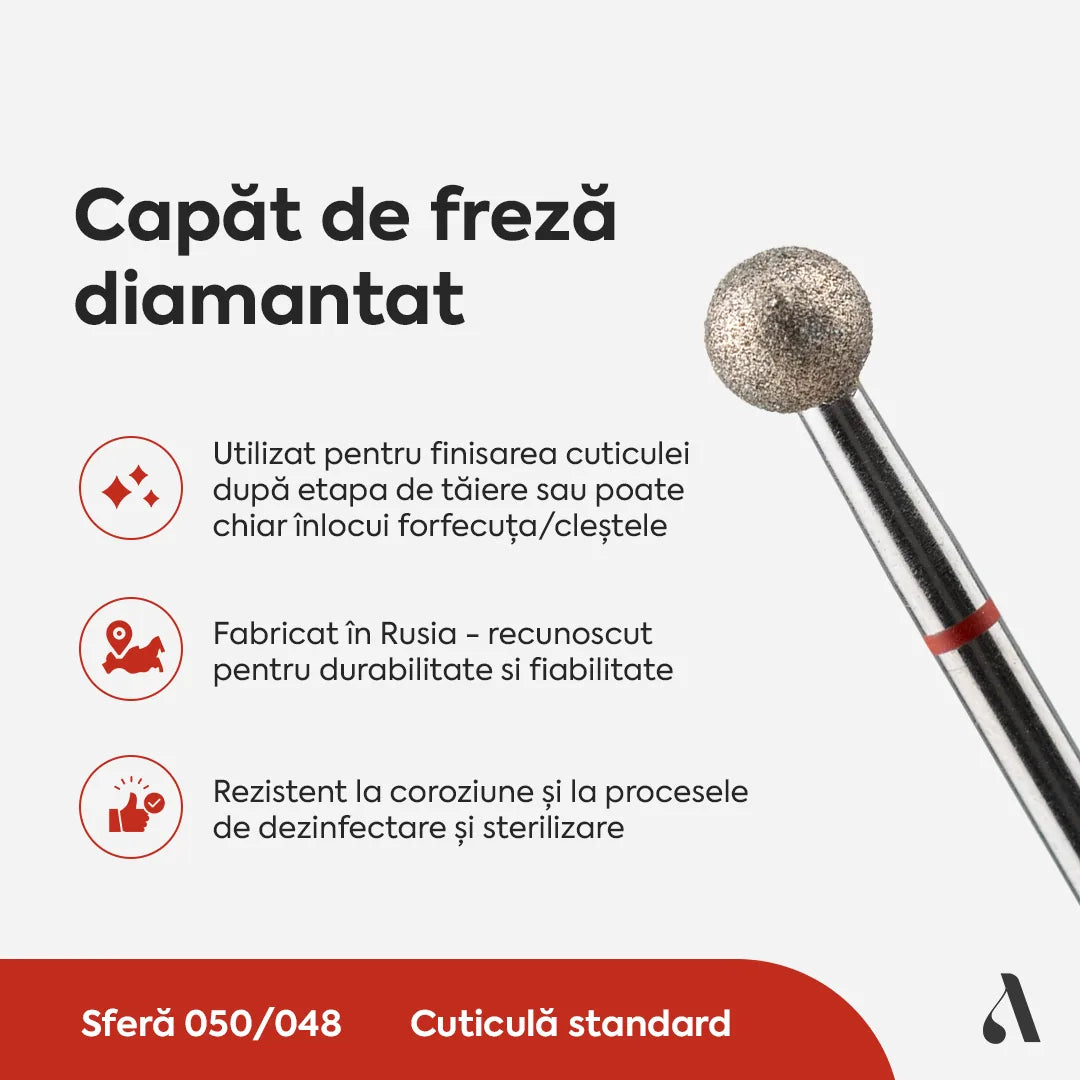Capat Freza Diamantat Sfera 050/048 Rosu Annette Nails