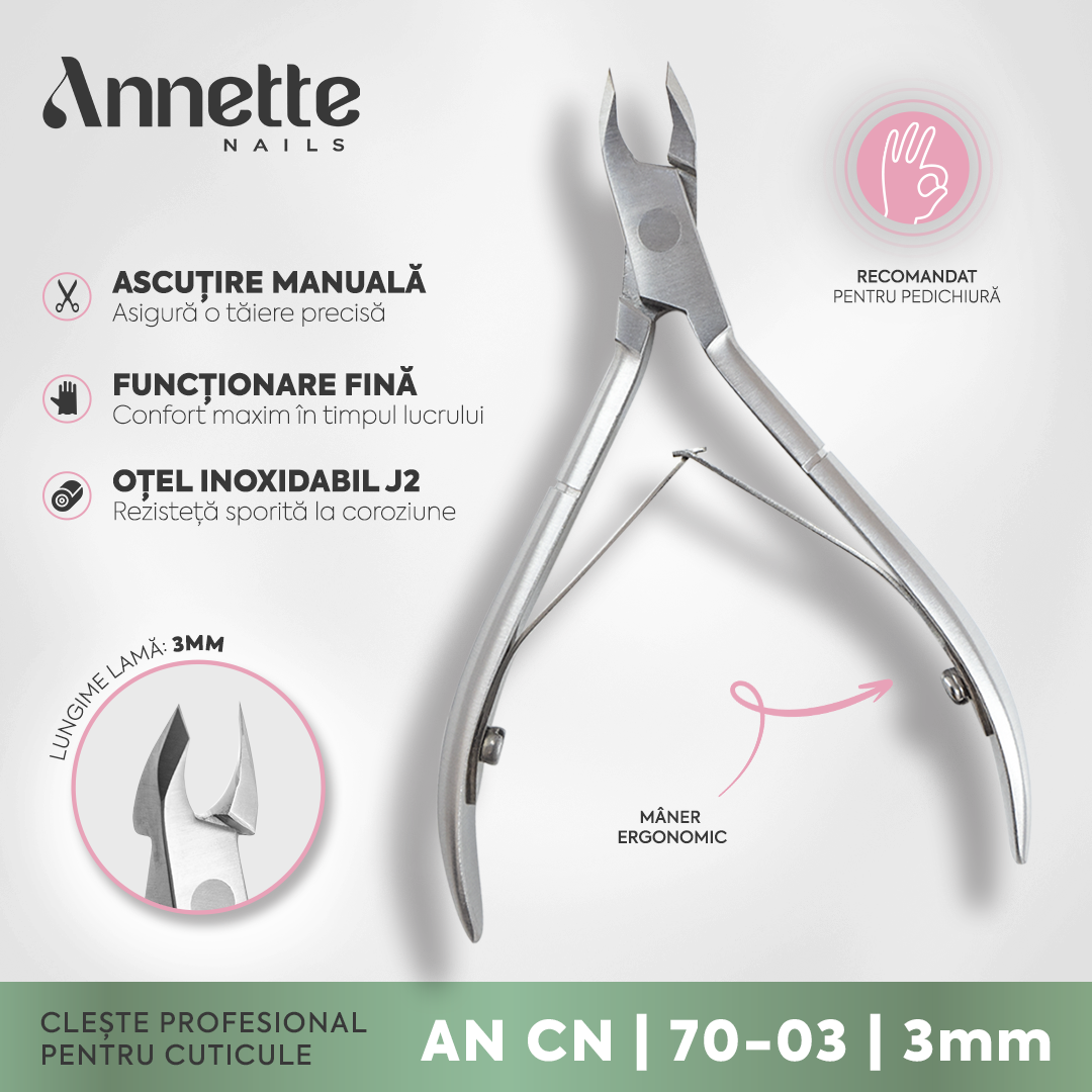 Cleste profesional pentru cuticula 3mm AnnetteNails AN CN-70-03