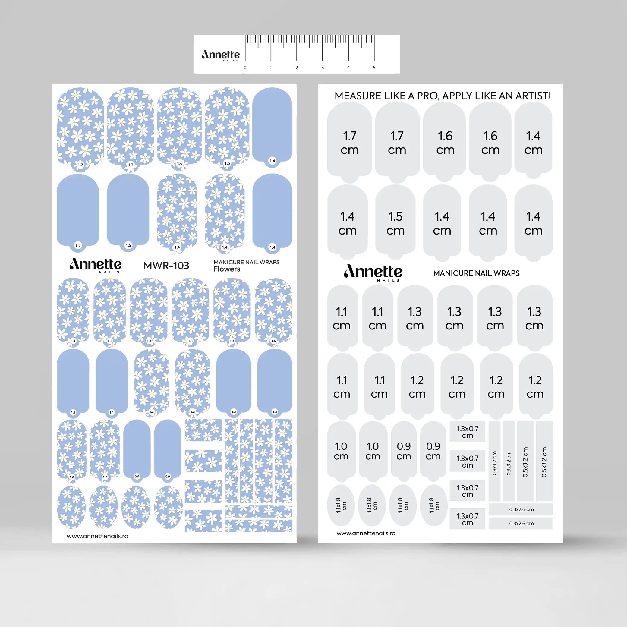 Nail Wraps Manichiura Flowers 103 Annette Nails MWR-103