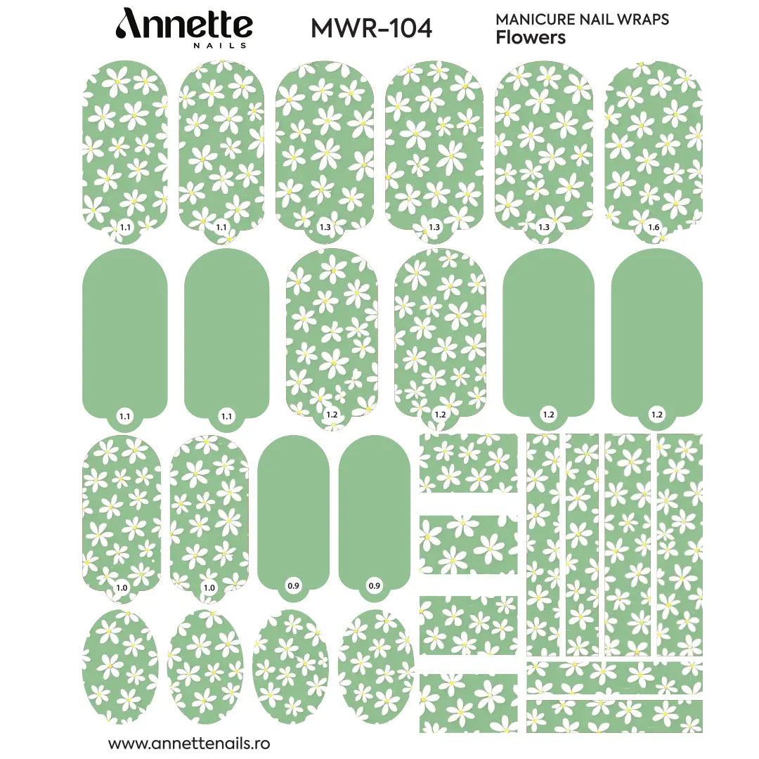 Nail Wraps Manichiura Flowers 104 Annette Nails MWR-104