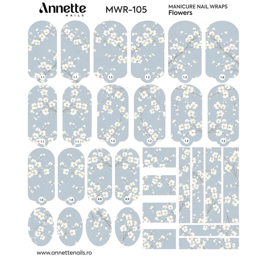 Nail Wraps Manichiura Flowers 105 Annette Nails MWR-105