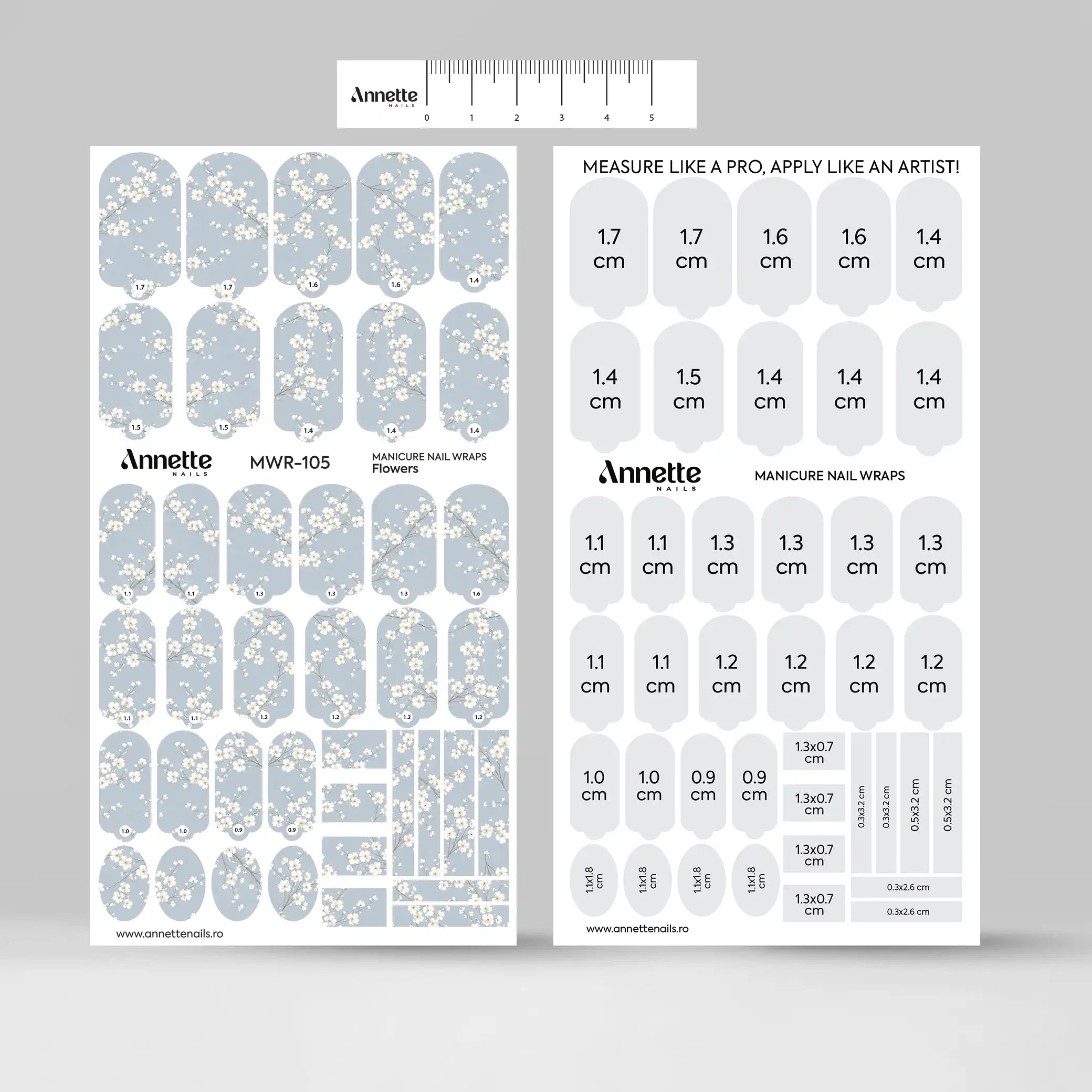Nail Wraps Manichiura Flowers 105 Annette Nails MWR-105