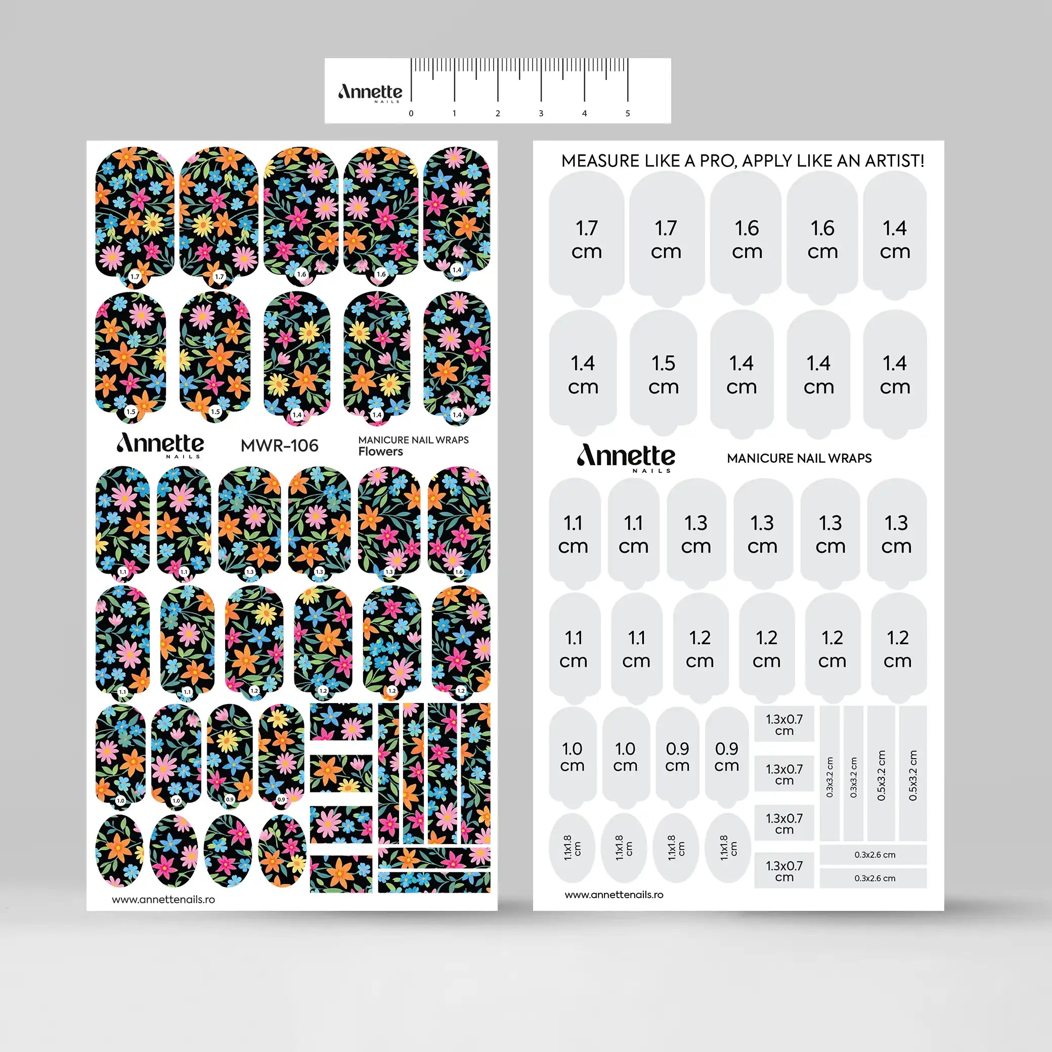 Nail Wraps Manichiura Flowers 106 Annette Nails MWR-106