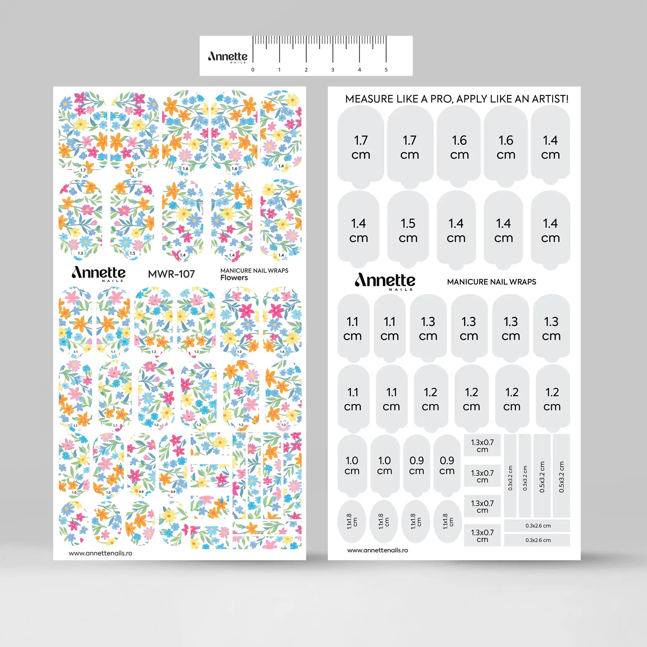 Nail Wraps Manichiura Flowers 107 Annette Nails MWR-107