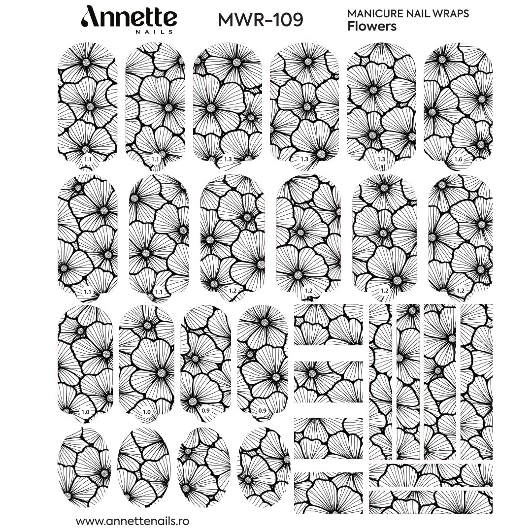 Nail Wraps Manichiura Flowers 109 Annette Nails MWR-109