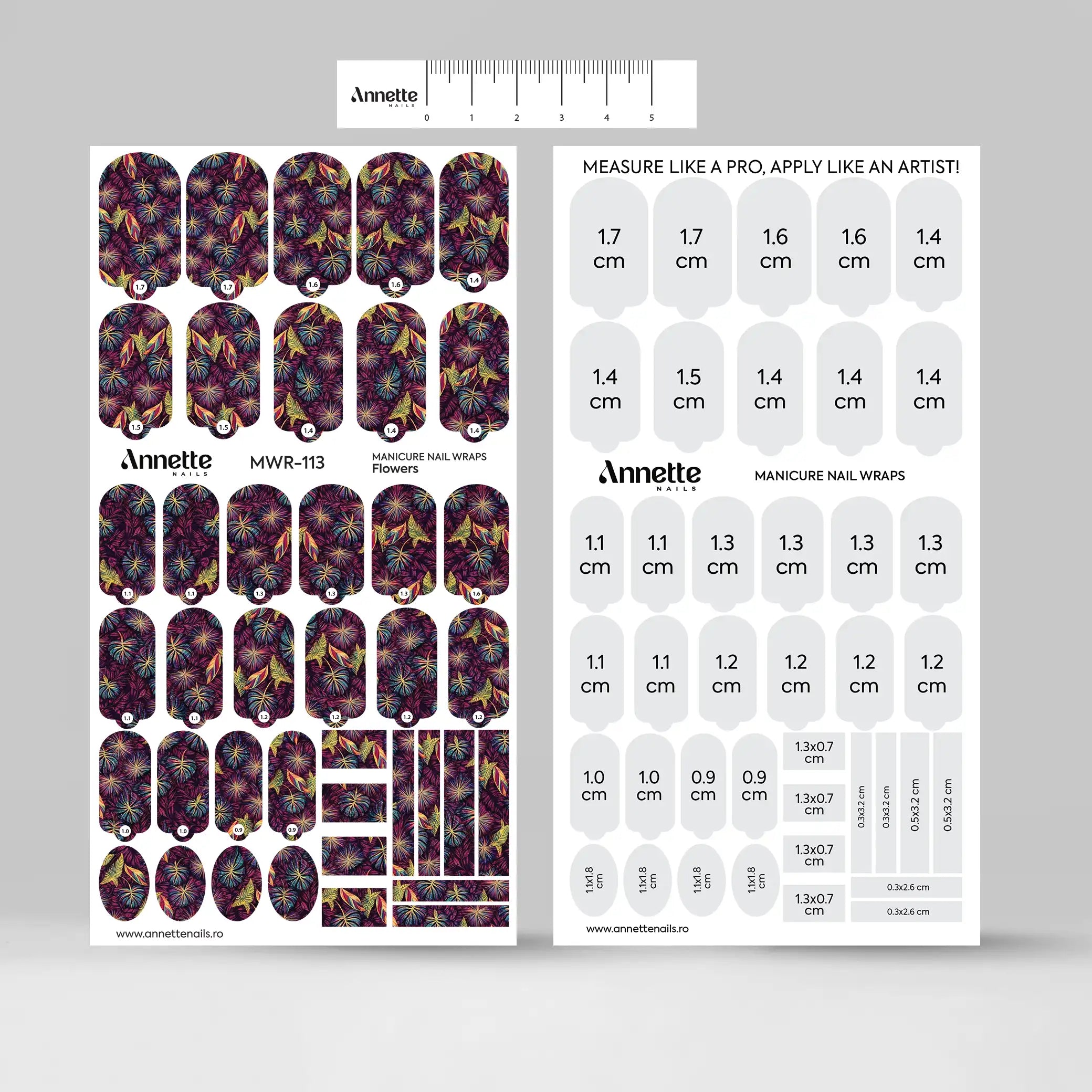 Nail Wraps Manichiura Flowers 113 Annette Nails MWR-113
