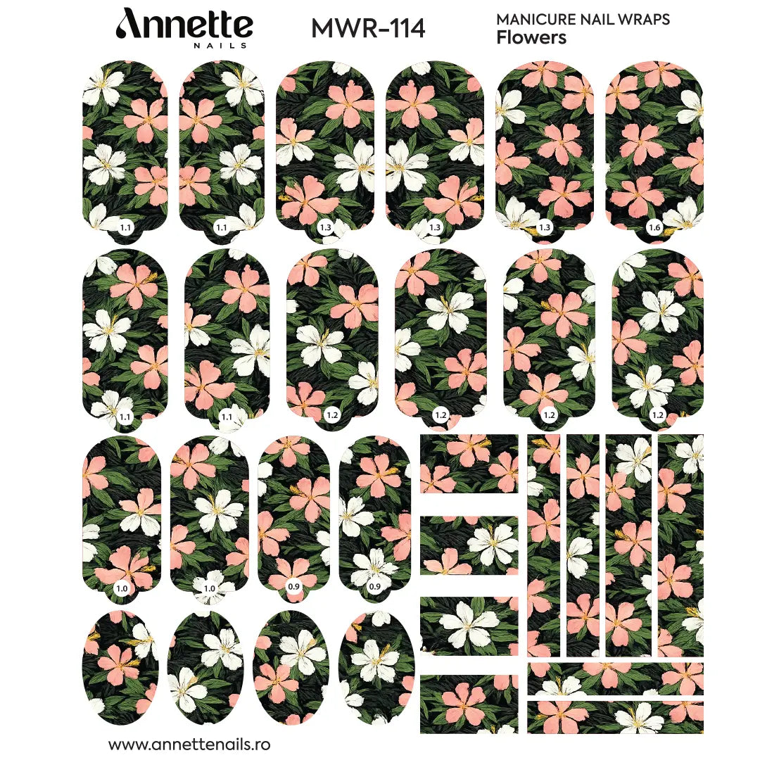 Nail Wraps Manichiura Flowers 114 Annette Nails MWR-114