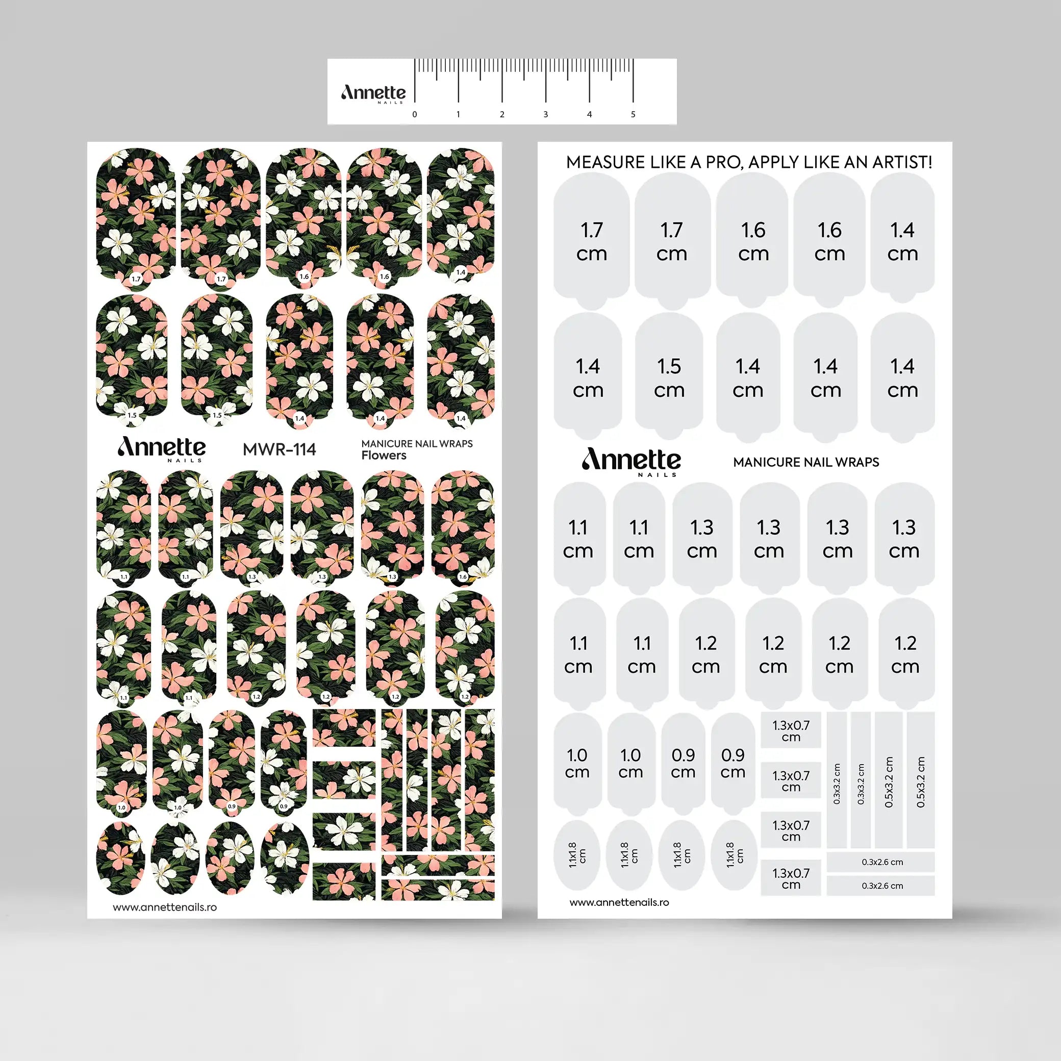 Nail Wraps Manichiura Flowers 114 Annette Nails MWR-114