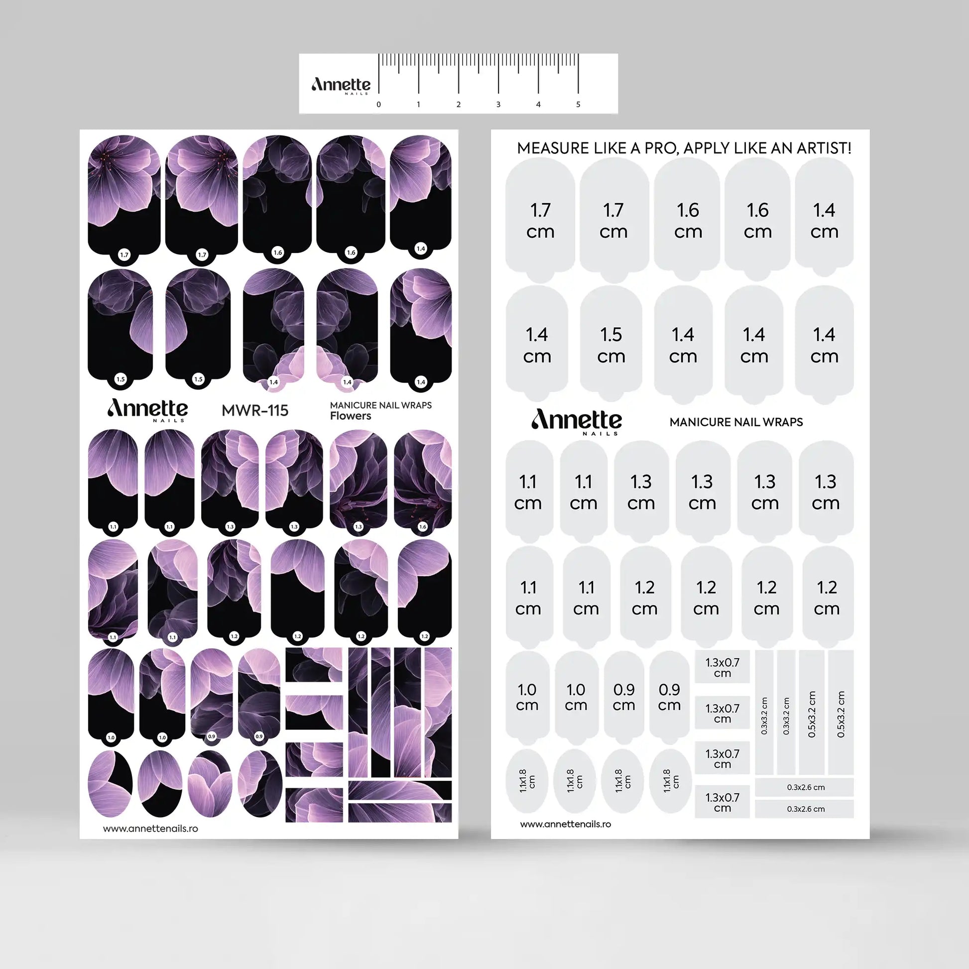 Nail Wraps Manichiura Flowers 115 Annette Nails MWR-115
