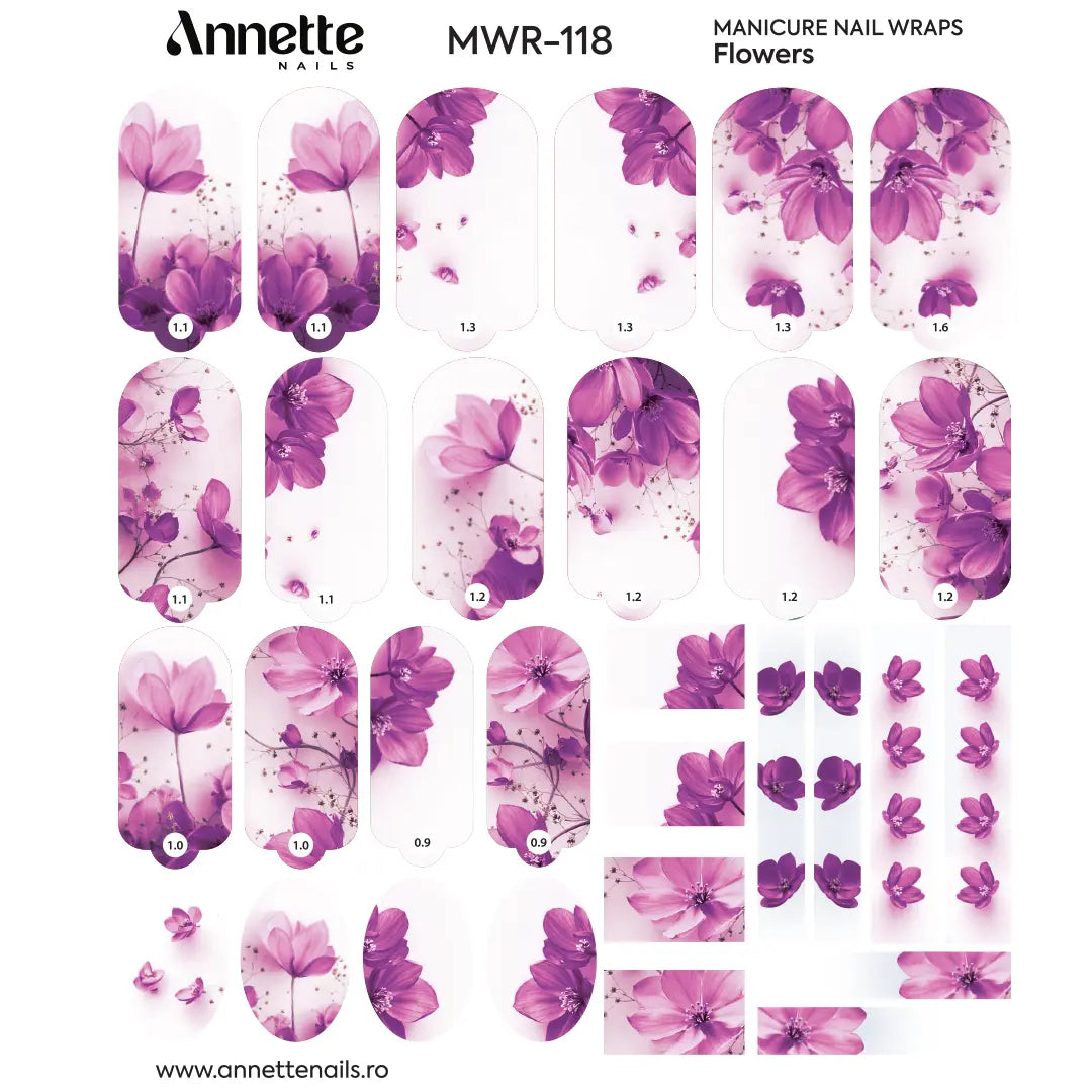 Nail Wraps Manichiura Flowers 118 Annette Nails MWR-118