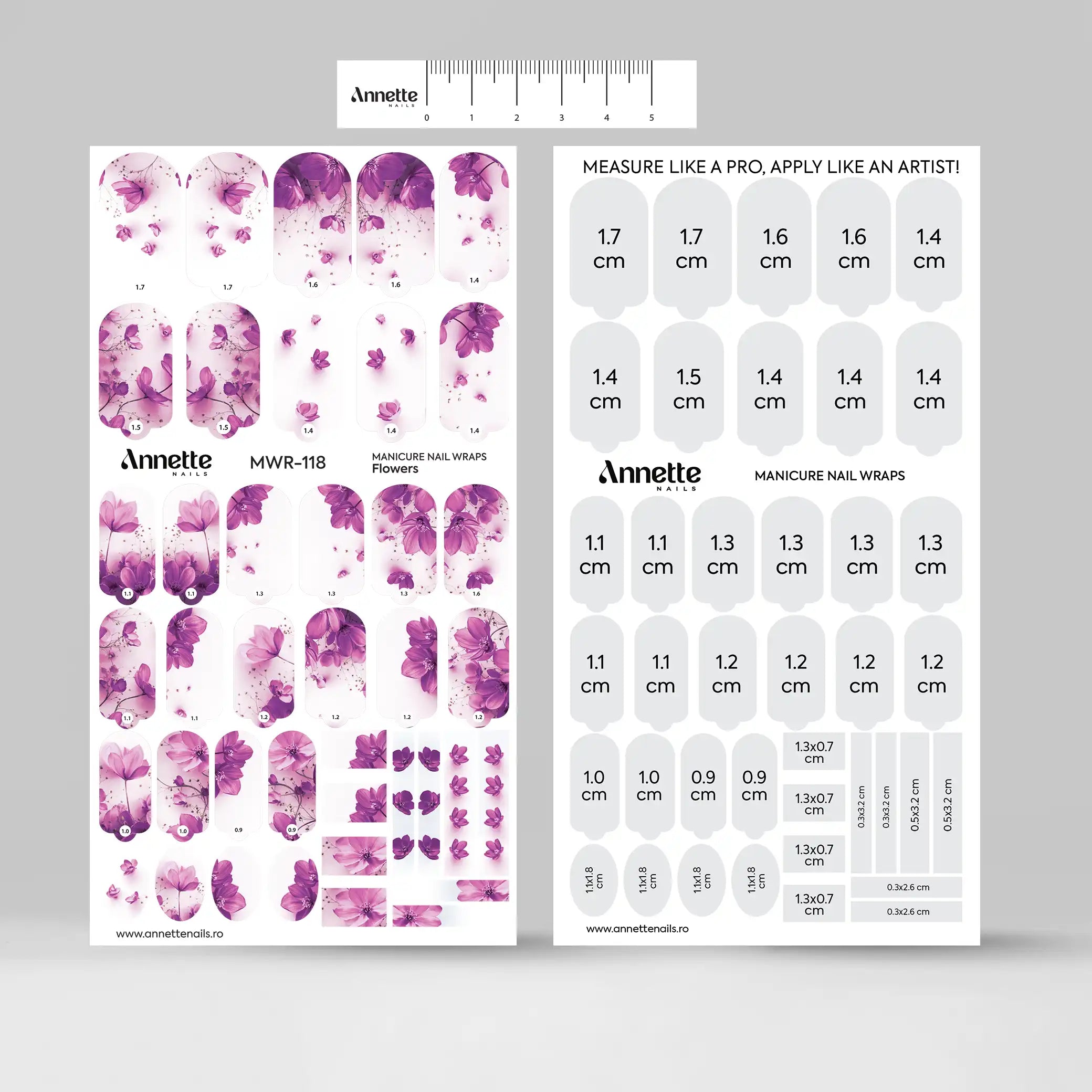 Nail Wraps Manichiura Flowers 118 Annette Nails MWR-118