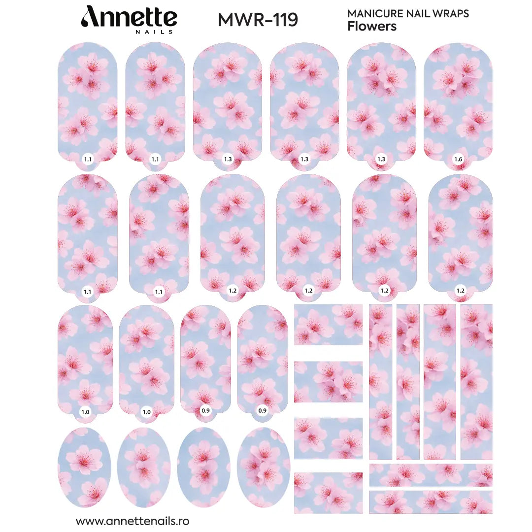 Nail Wraps Manichiura Flowers 119 Annette Nails MWR-119