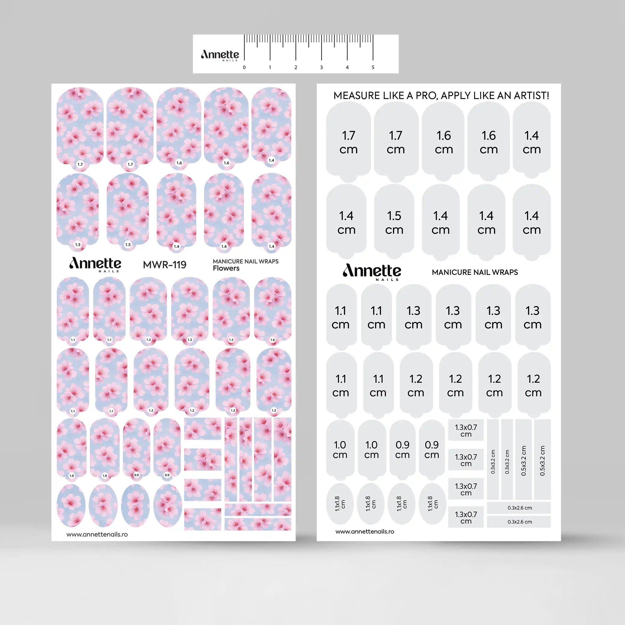 Nail Wraps Manichiura Flowers 119 Annette Nails MWR-119