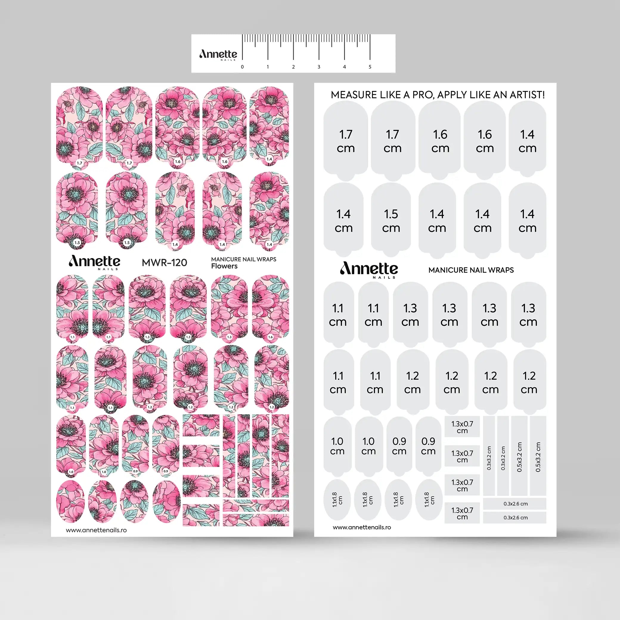 Nail Wraps Manichiura Flowers 120 Annette Nails MWR-120