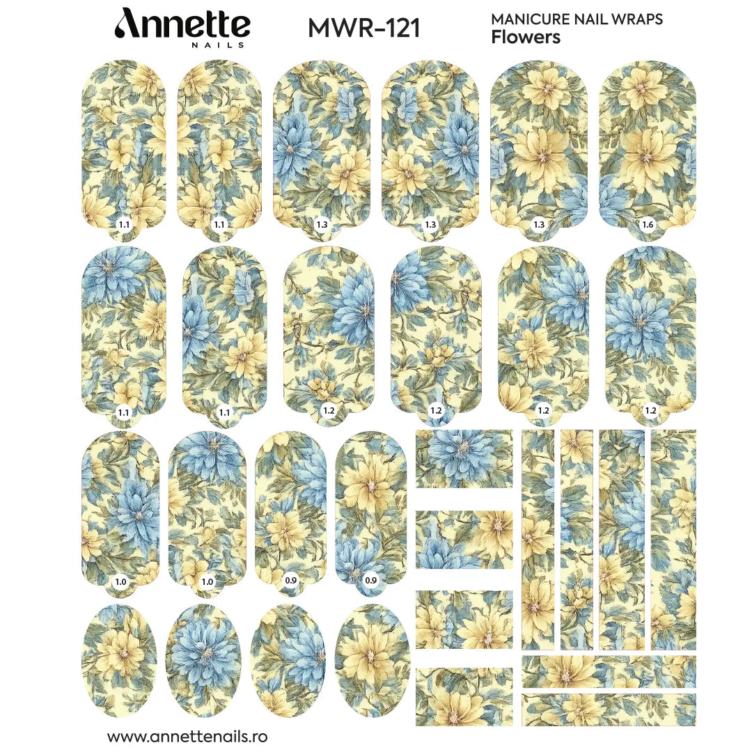 Nail Wraps Manichiura Flowers 121 Annette Nails MWR-121