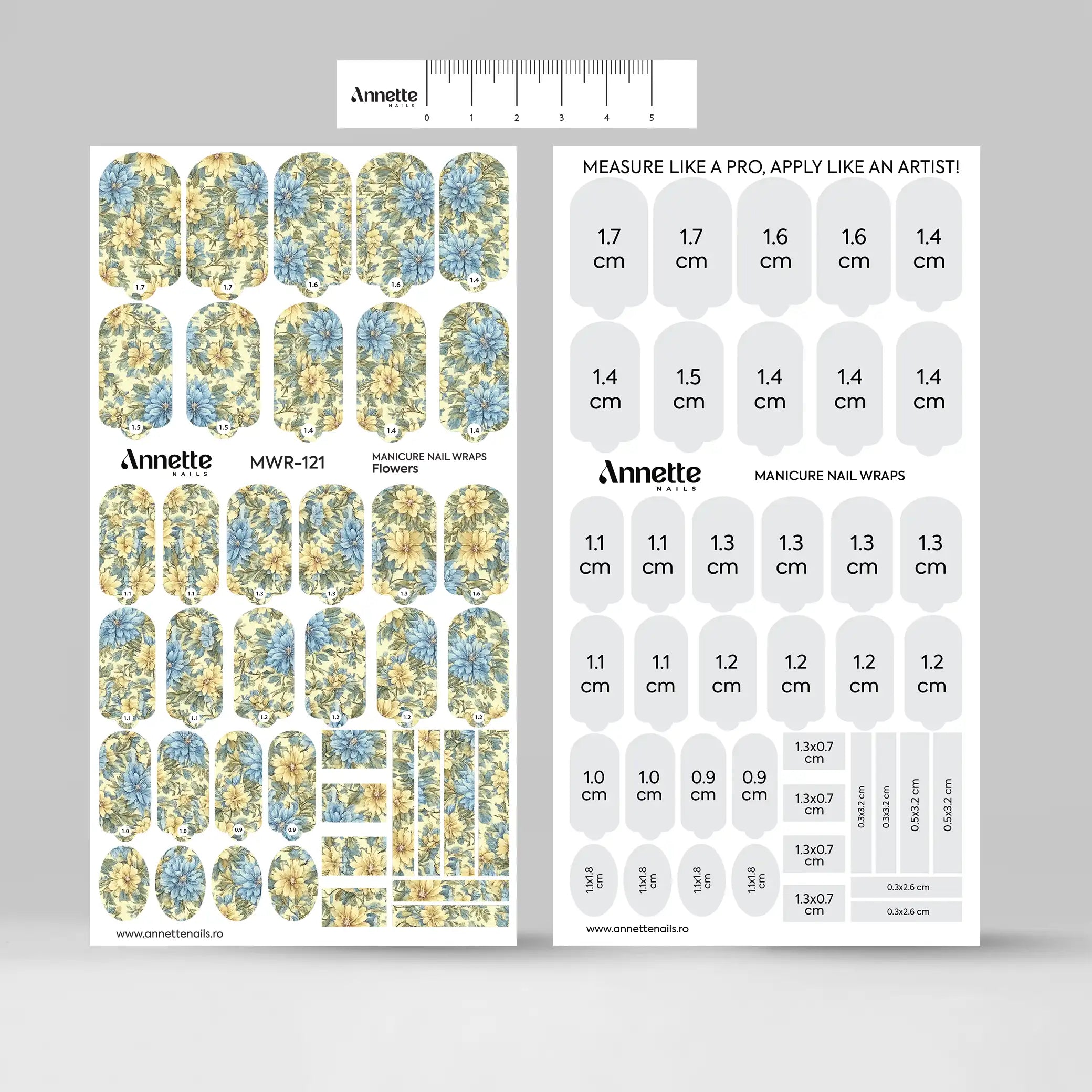 Nail Wraps Manichiura Flowers 121 Annette Nails MWR-121