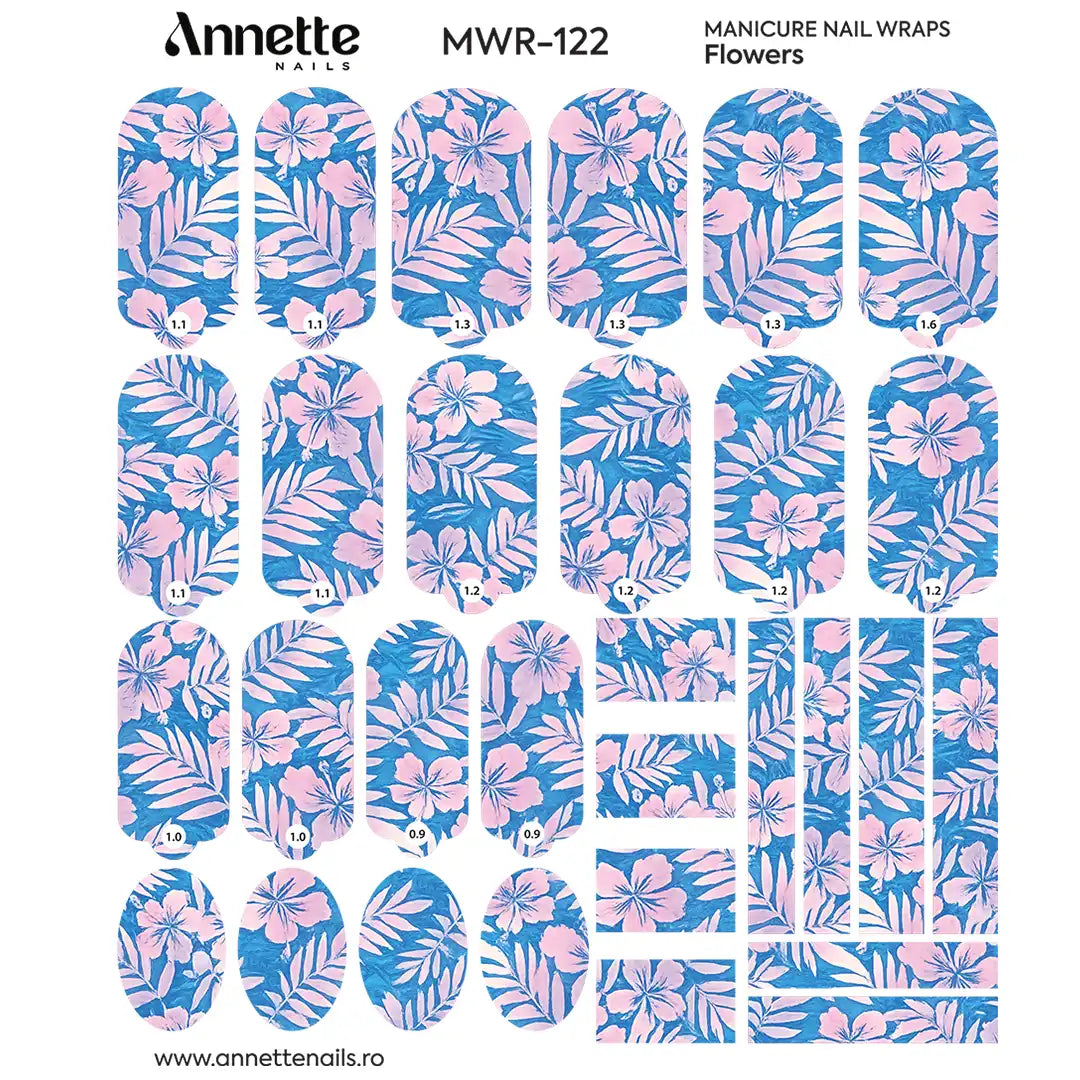 Nail Wraps Manichiura Flowers 122 Annette Nails MWR-122