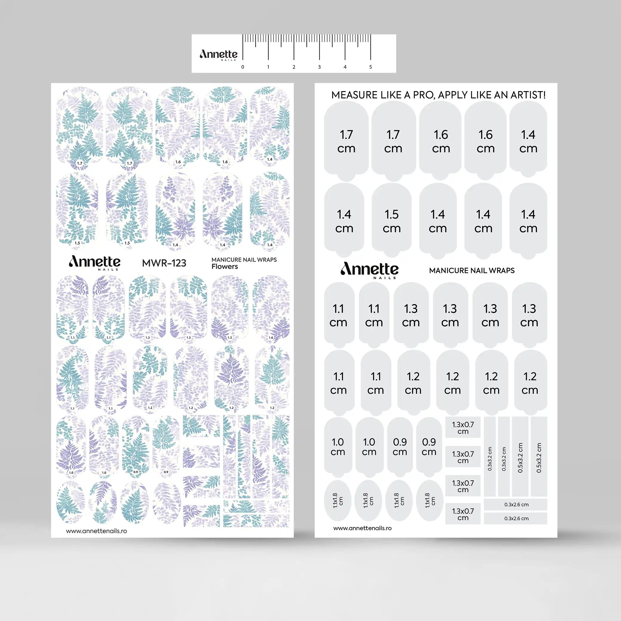 Nail Wraps Manichiura Flowers 123 Annette Nails MWR-123