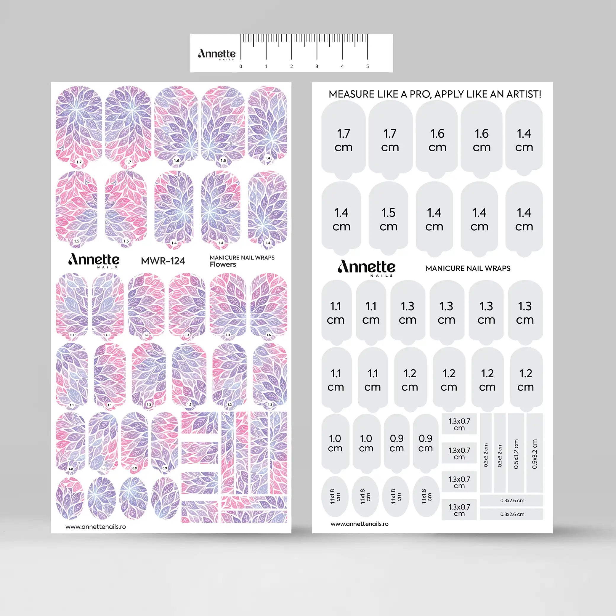 Nail Wraps Manichiura Flowers 124 Annette Nails MWR-124