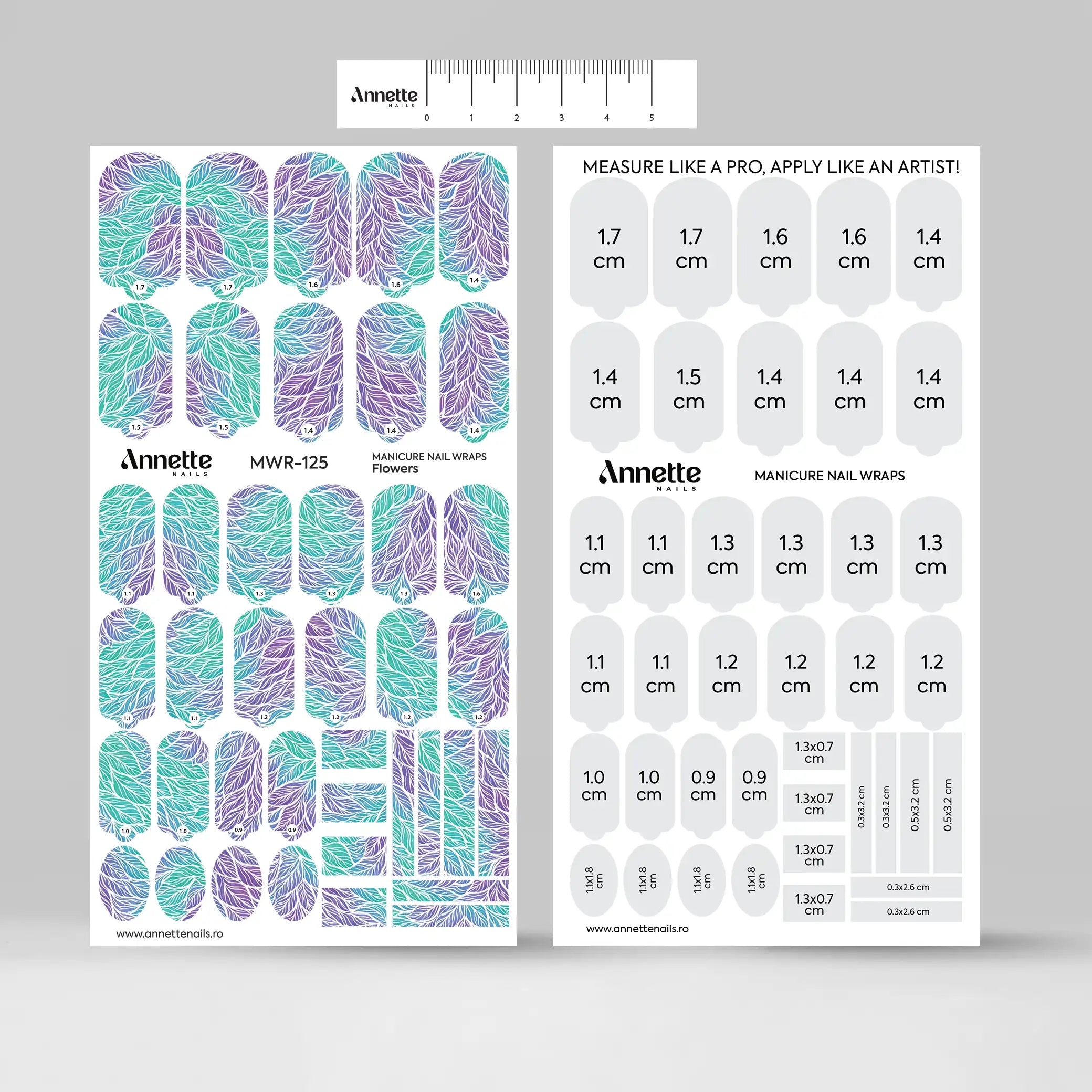 Nail Wraps Manichiura Flowers 125 Annette Nails MWR-125