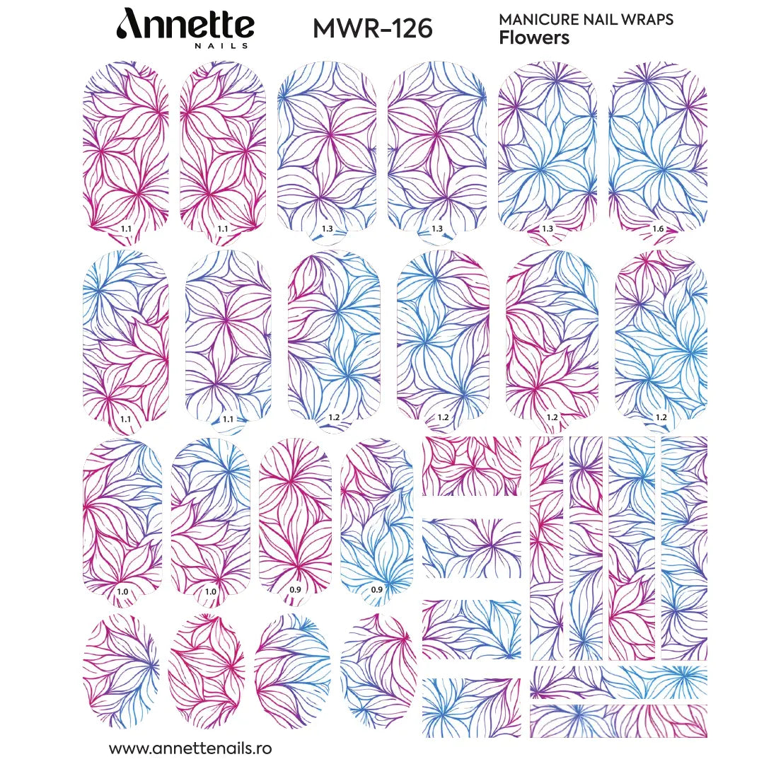 Nail Wraps Manichiura Flowers 126 Annette Nails MWR-126