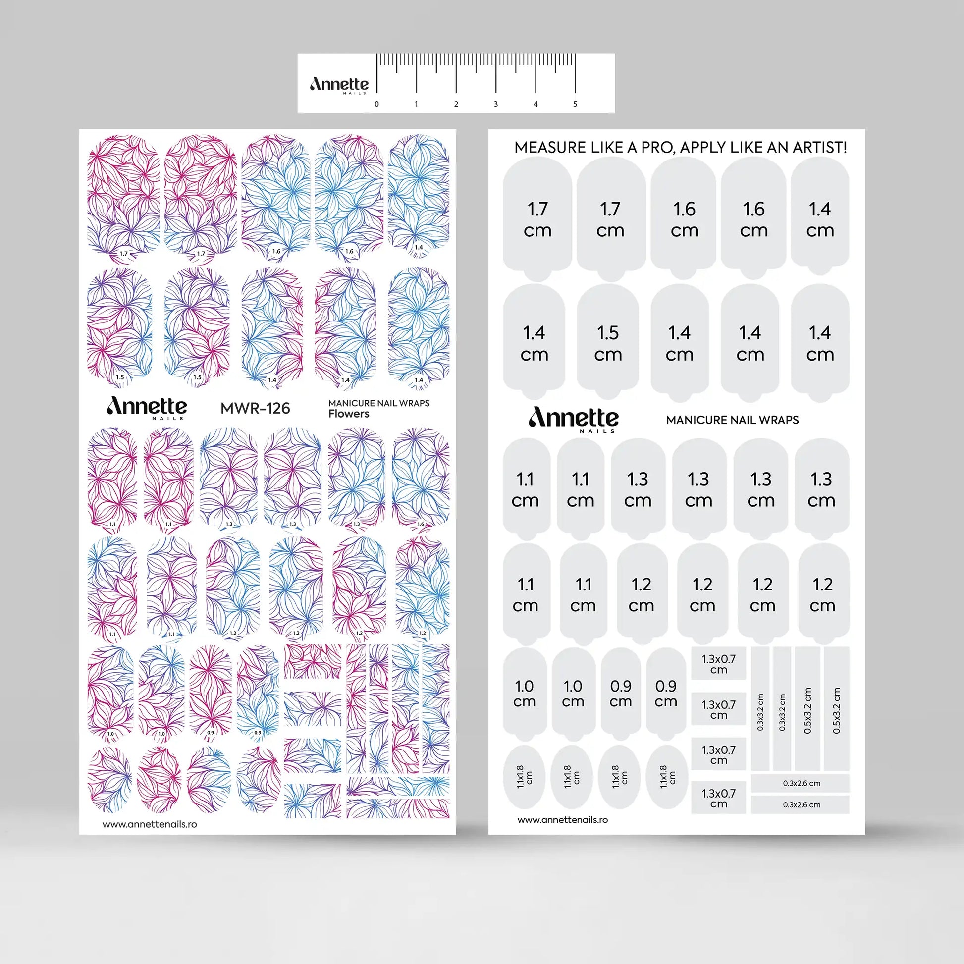 Nail Wraps Manichiura Flowers 126 Annette Nails MWR-126
