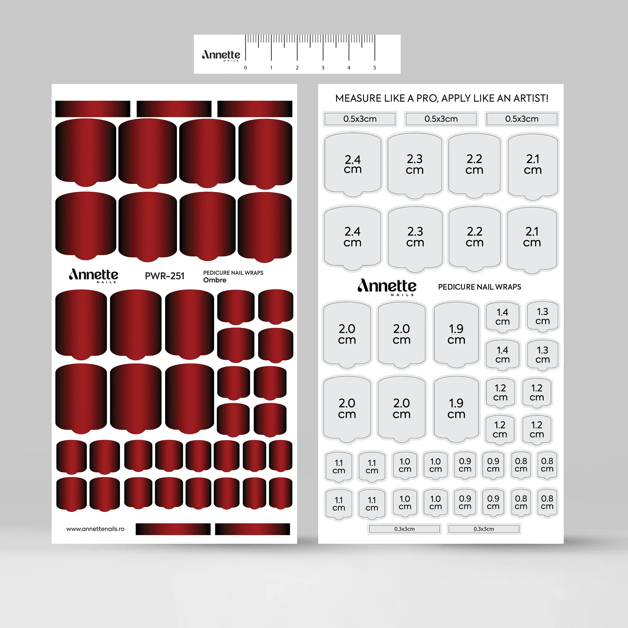 Nail Wraps Pedichiura Ombre 251 Annette Nails PWR-251