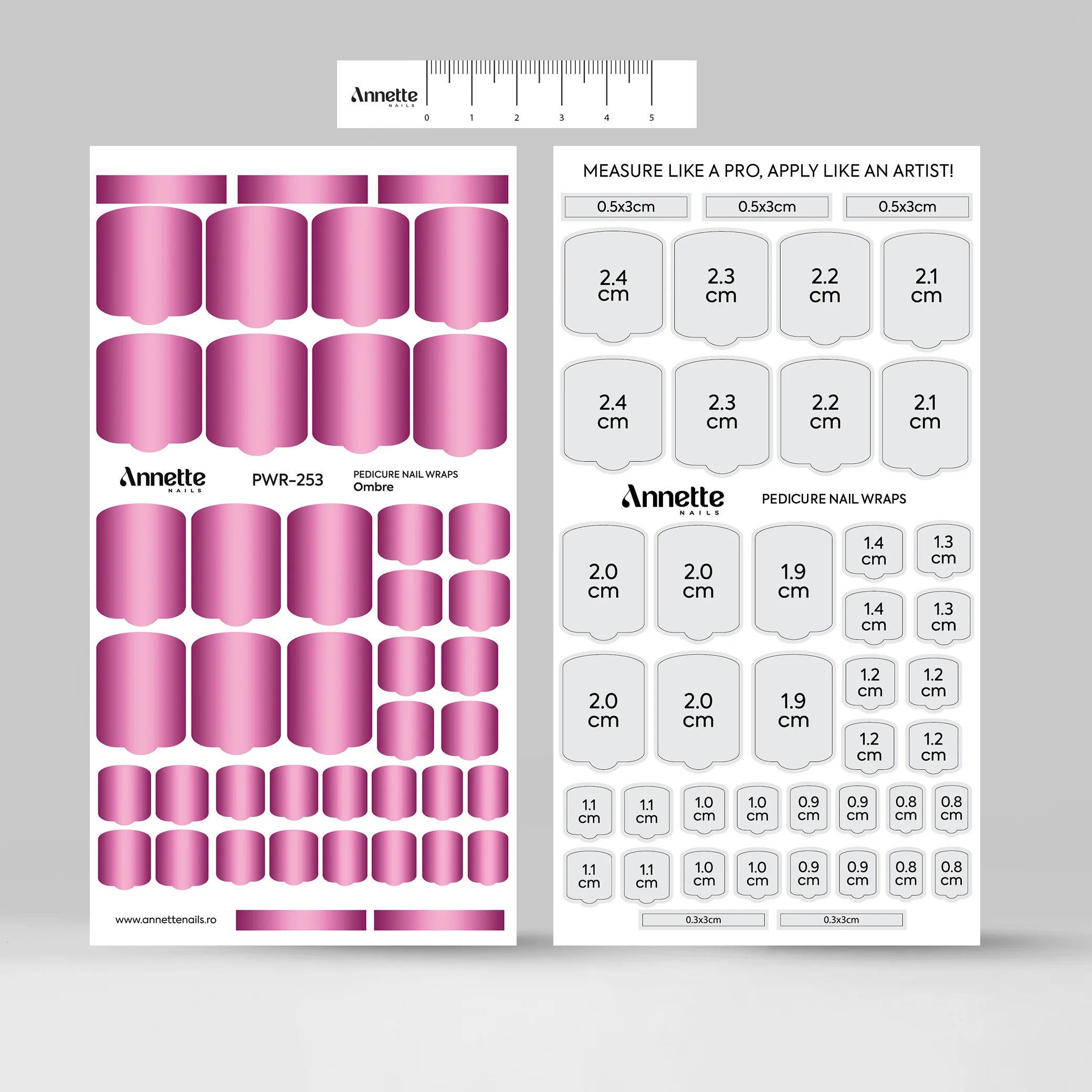 Nail Wraps Pedichiura Ombre 253 Annette Nails PWR-253
