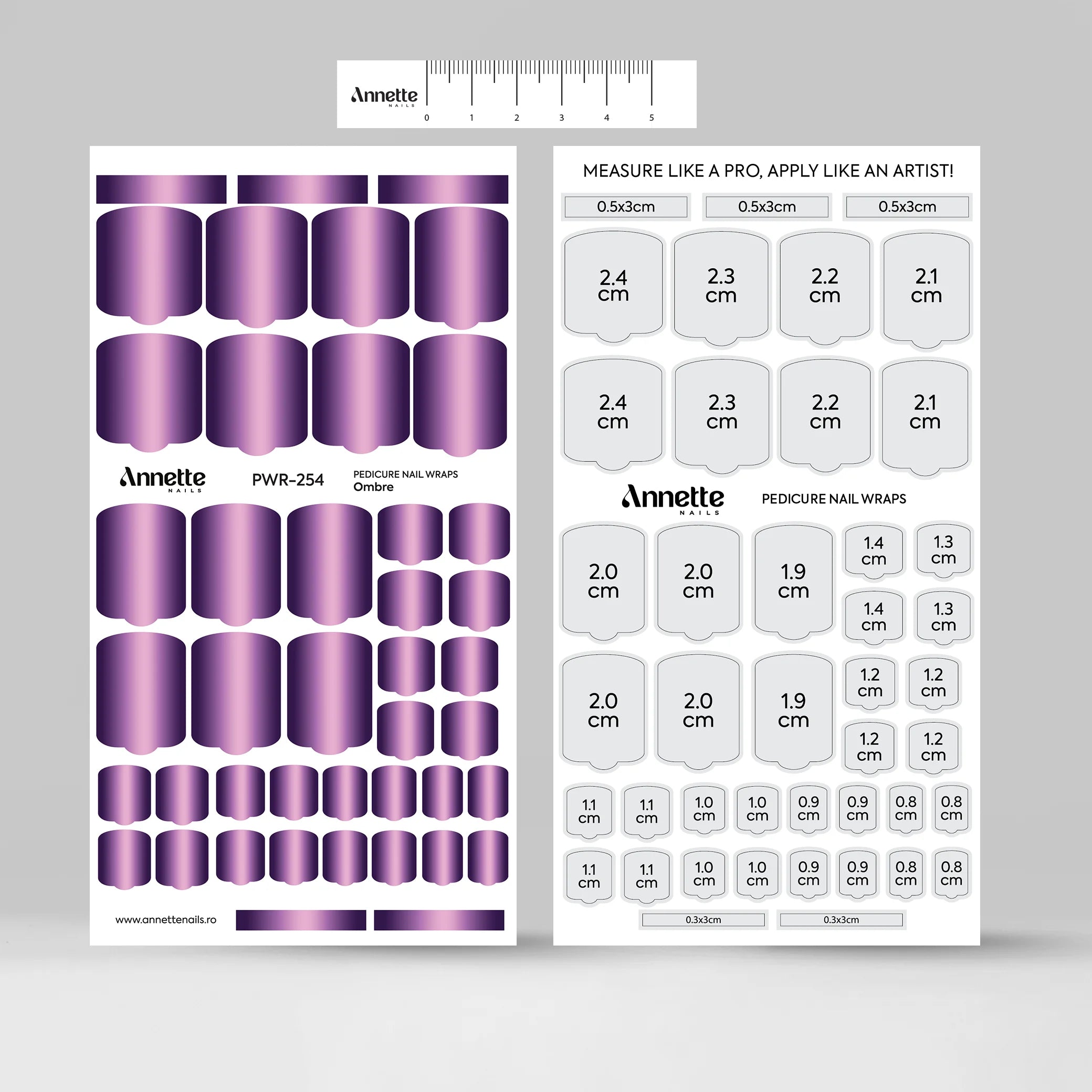 Nail Wraps Pedichiura Ombre 254 Annette Nails PWR-254
