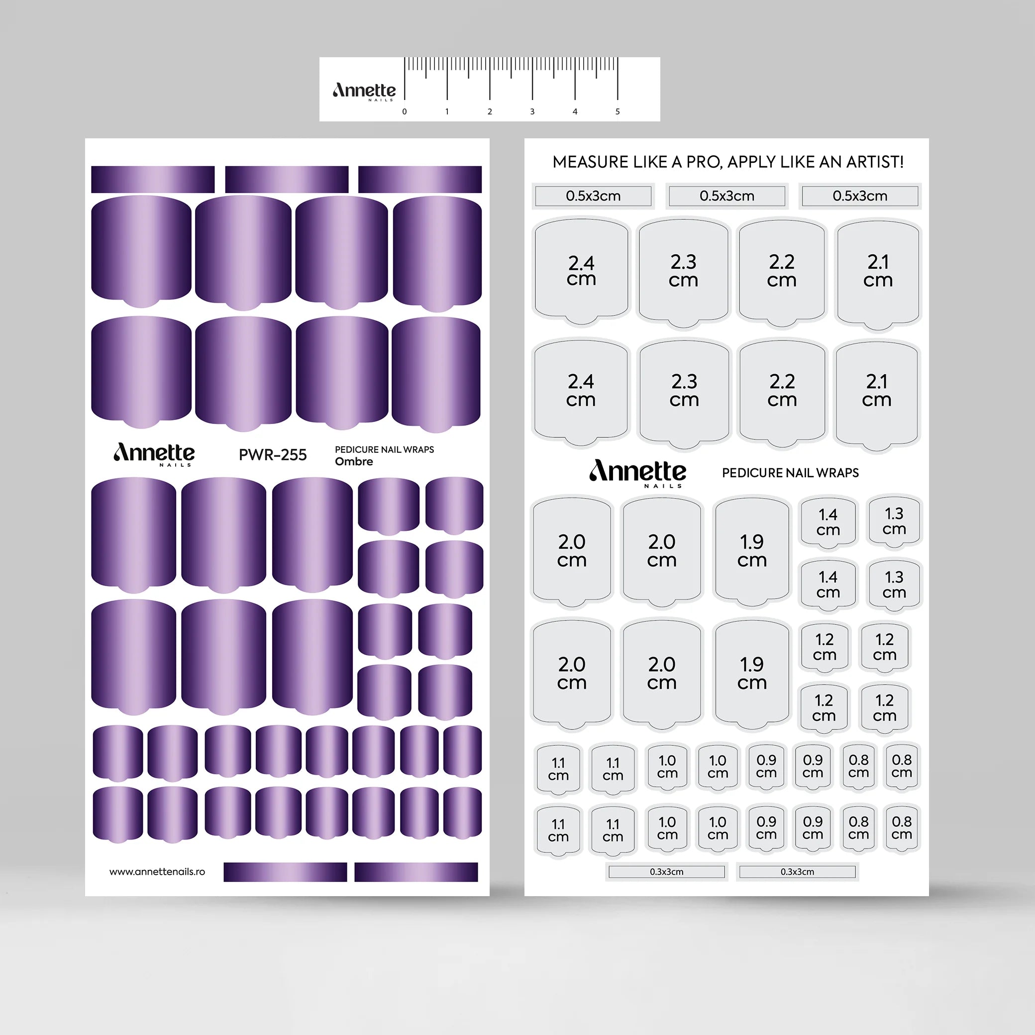 Nail Wraps Pedichiura Ombre 255 Annette Nails PWR-255