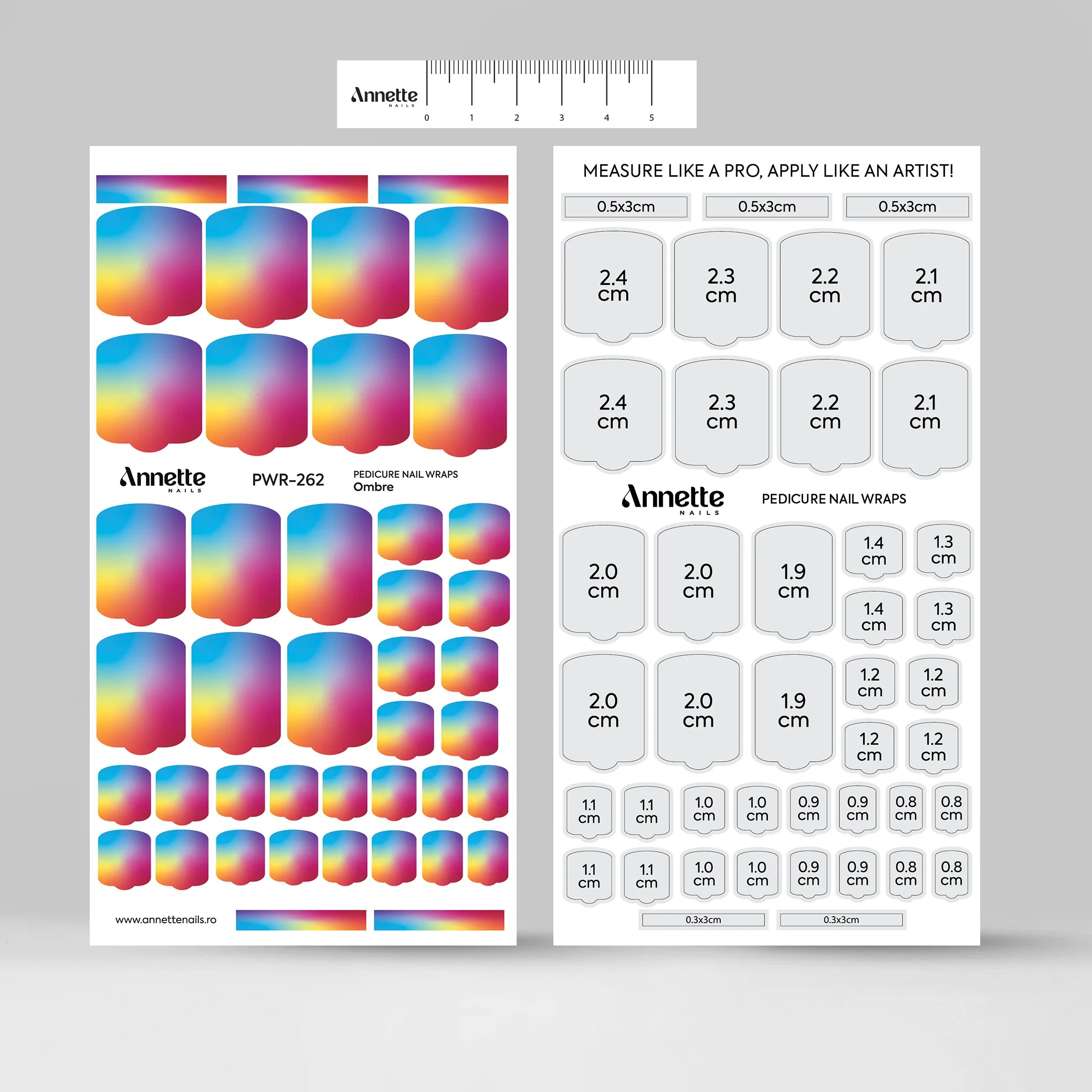 Nail Wraps Pedichiura Ombre 262 Annette Nails PWR-262
