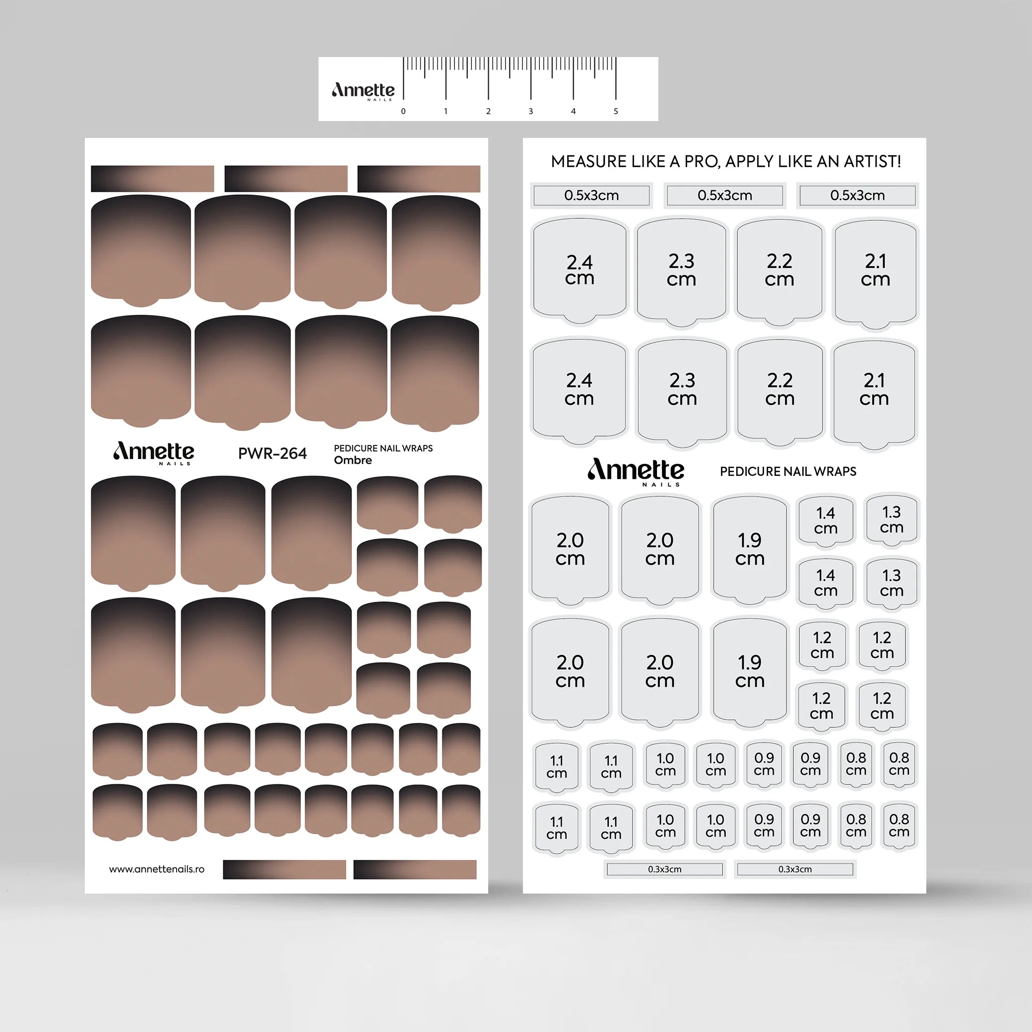 Nail Wraps Pedichiura Ombre 264 Annette Nails PWR-264