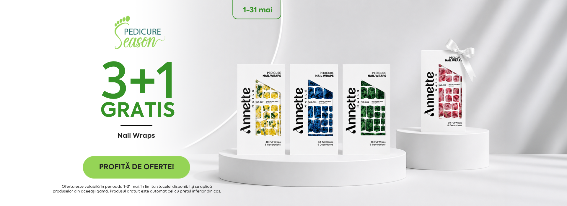 Între 1-31 mai, ai 3+1 gratis la Nail Wraps-urile Annette Nails