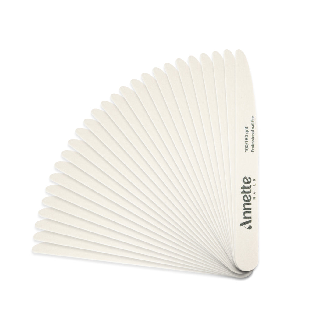 Set Pile Unghii Annette Nails din lemn, 50 buc - Albe, 100/180 grit