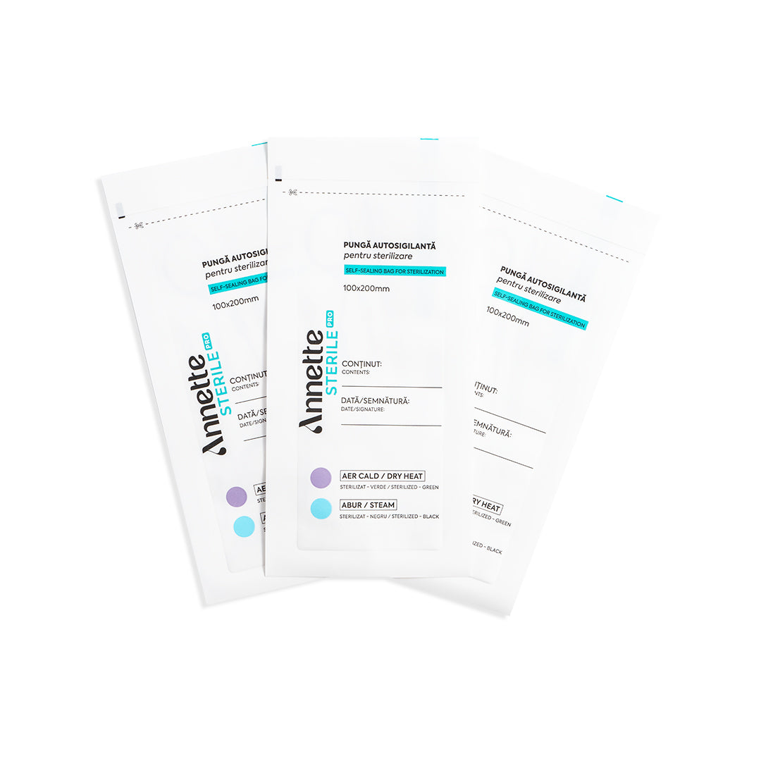 Pungi Sterilizare Pupinel si Autoclav Autosigilante din Hartie 100x200mm - set 100 buc Annette Sterile Pro PSA-01-100/200