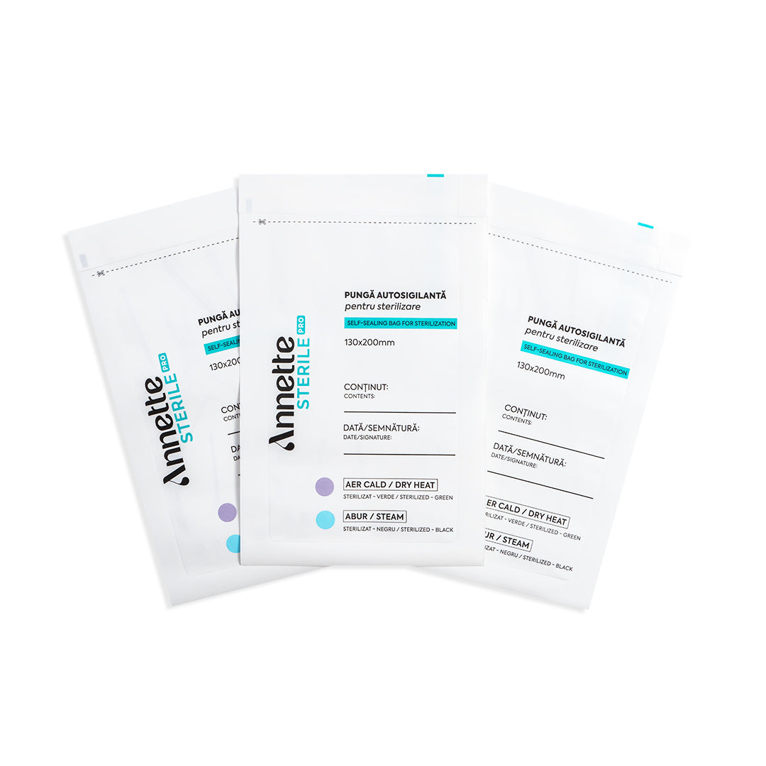 Pungi Sterilizare Pupinel si Autoclav Autosigilante din Hartie 130x200mm - set 100 buc Annette Sterile Pro PSA-01-130/200