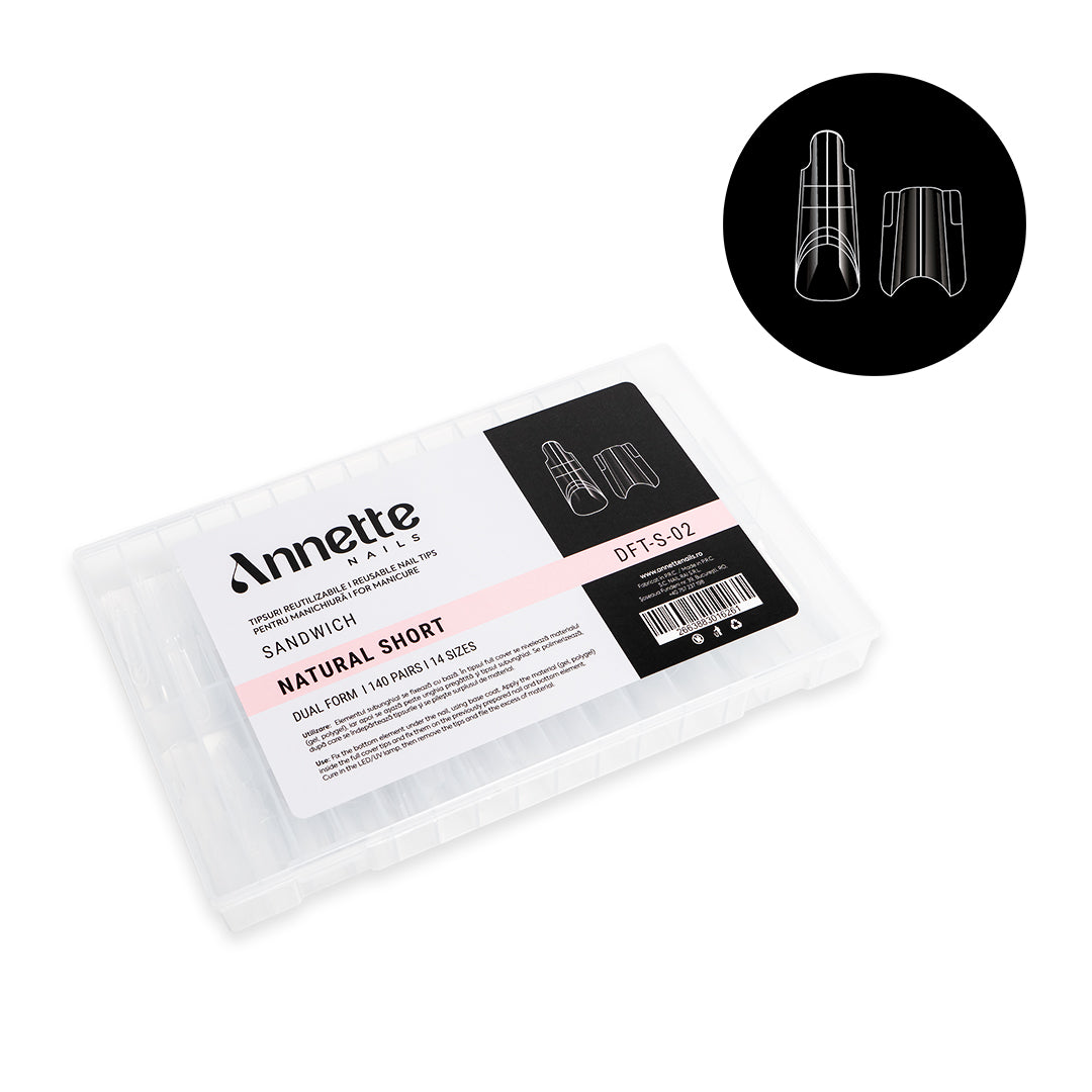 Tipsuri Reutilizabile Sandwich Short Square 70 perechi Annette Nails DFT-S-02