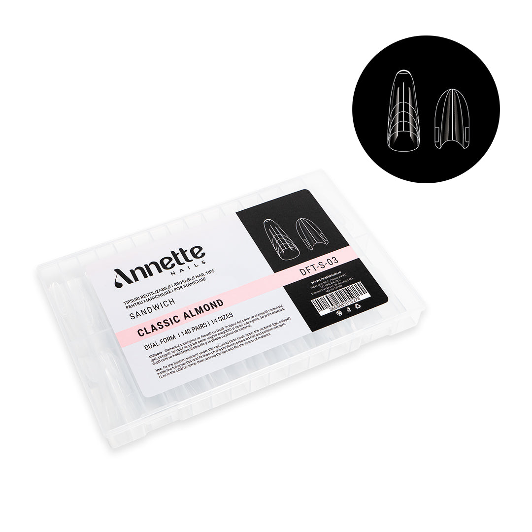Tipsuri Reutilizabile Sandwich Classic Almond 70 perechi Annette Nails DFT-S-03