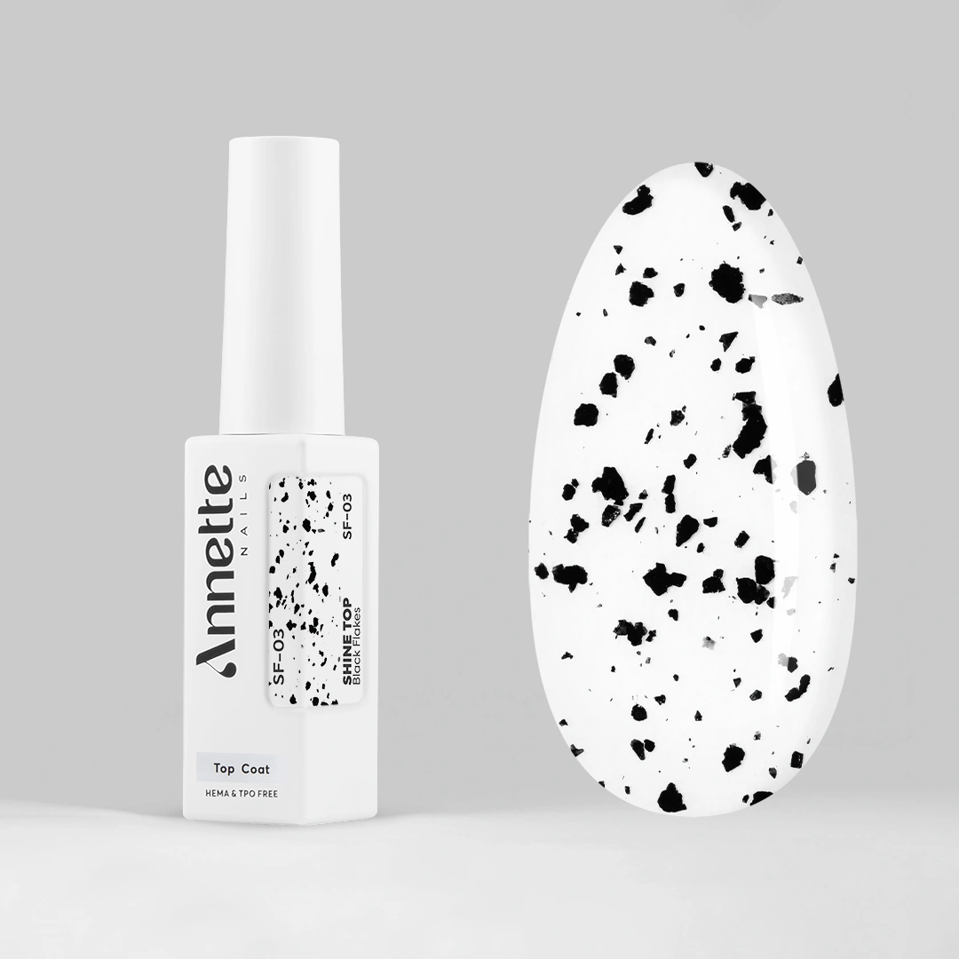 Top Coat Shine Black Flakes - 8ml Annette Nails SF-03-08