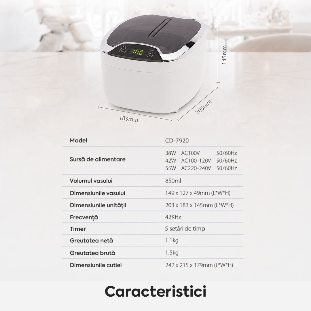 Aparat de curatare cu ultrasunete Codyson CD-7920 - specificatii tehnice