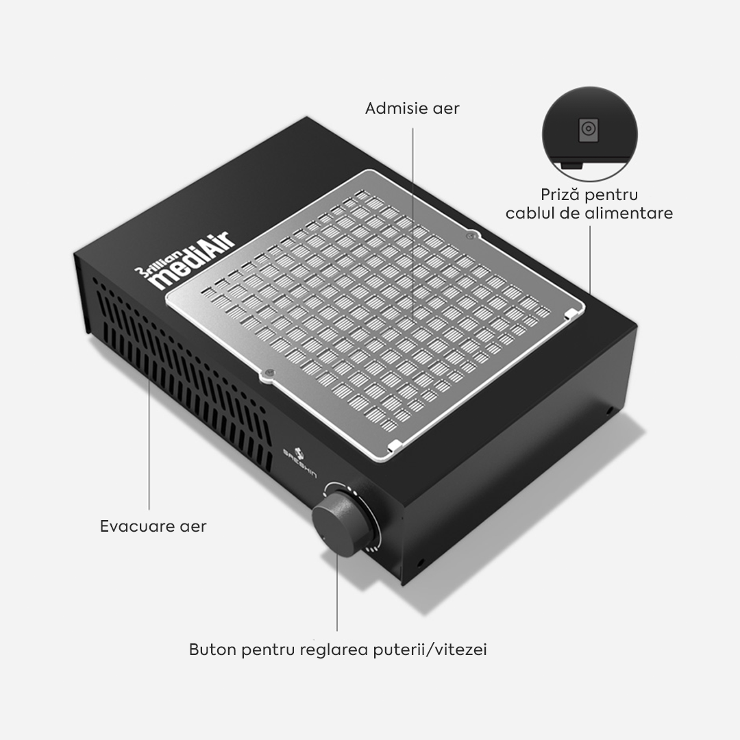 Aspirator Unghii Manichiura Brillian MediAir Saeshin 60W 4600RPM – Black