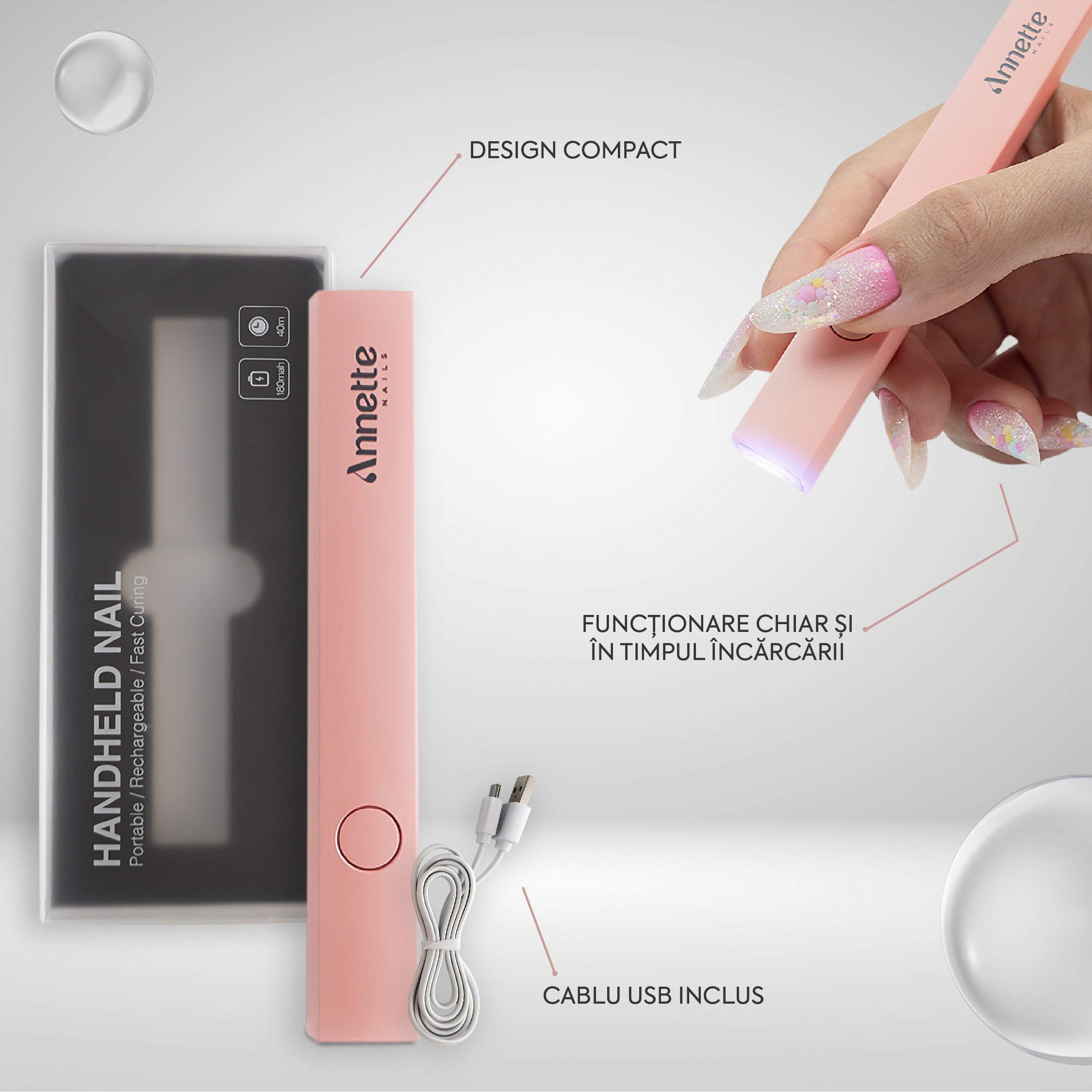 Lampa UV Mini Portabila Annette Nails, 3W